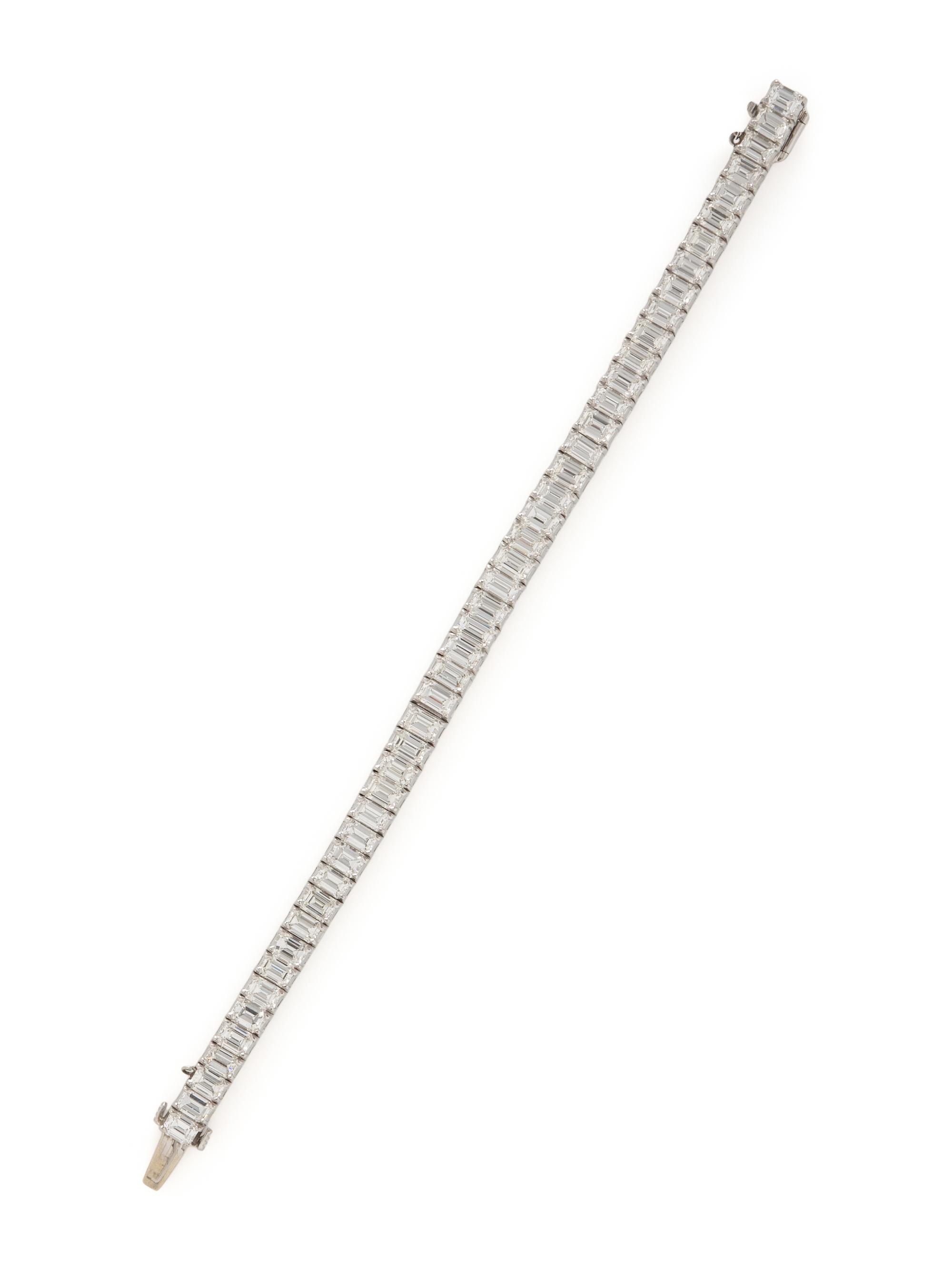 PLATINUM AND DIAMOND LINE BRACELET