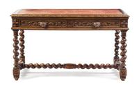 A Flemish Baroque Style Walnut Writing Table Height 29 x width 52 x depth 27 1/2 inches. — 19TH CENTURY