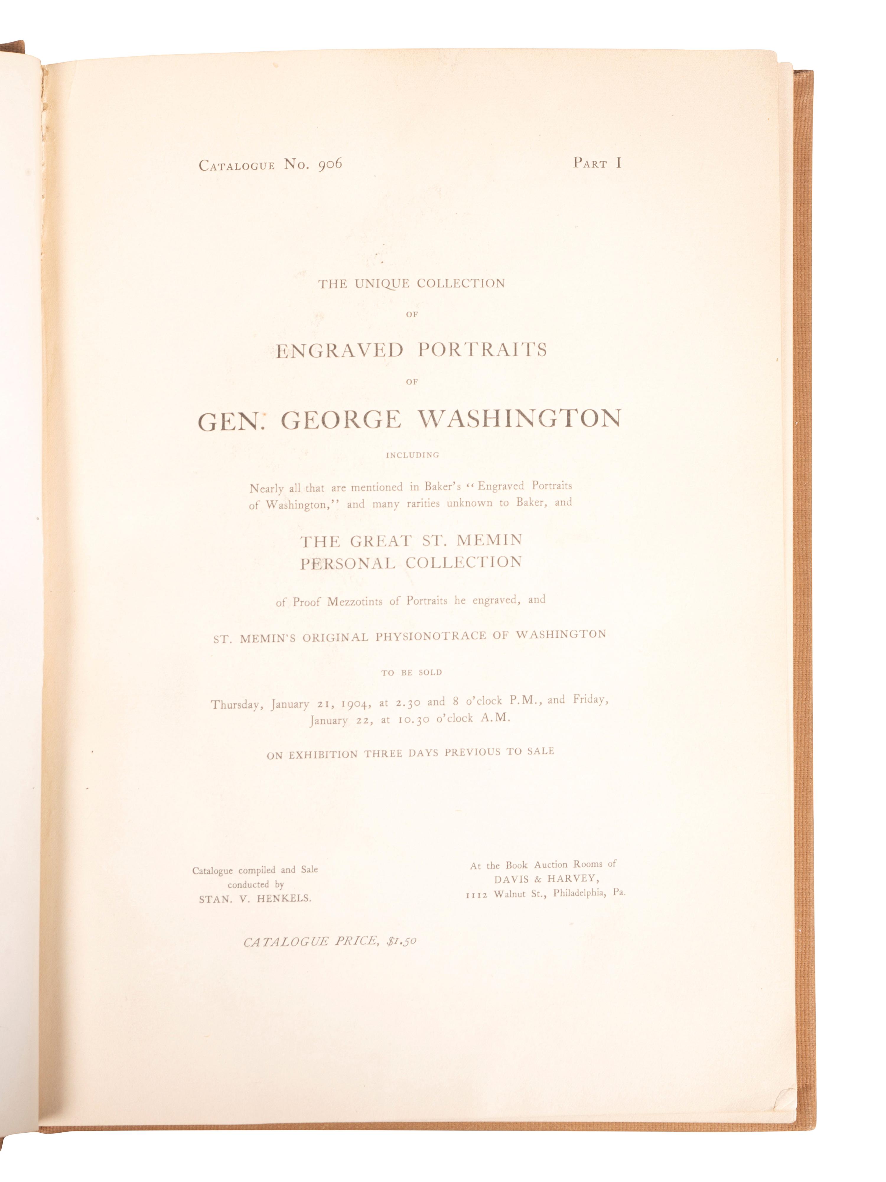 [WASHINGTON, George (1732-1799)]. A group of books and historic auction catalogues about the engraved portraits of George Washington, including Hart, comprising:
