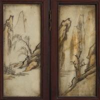 A Chinese Polychromed Marble Inset Wood Eight-Fold Table Screen, Qing Dynasty, 19th Century 清中晚期 五色大理石嵌八開屏風