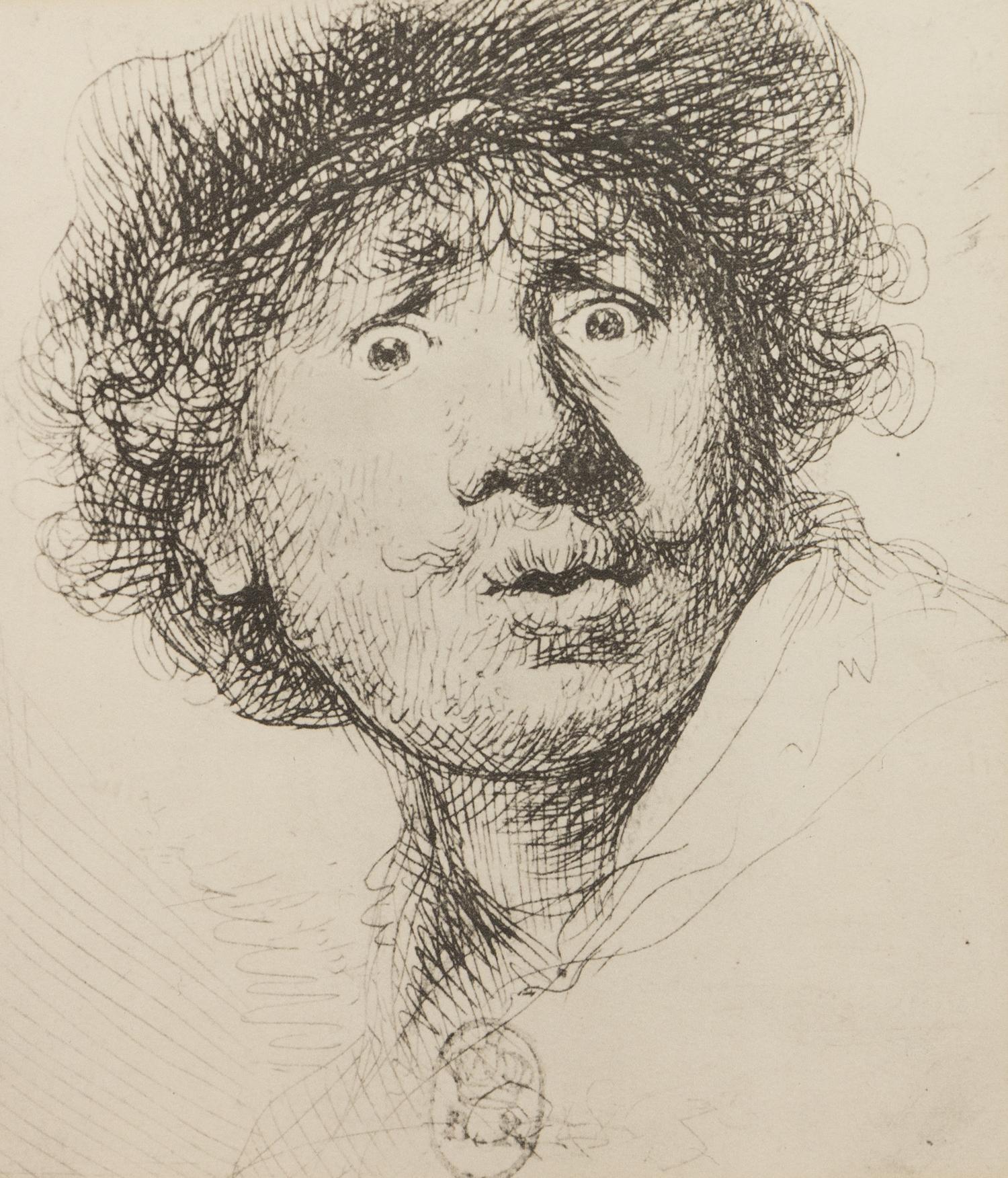 After Rembrandt van Rijn, (20th century), Self Portrait in a Cap, Open-Mouthed