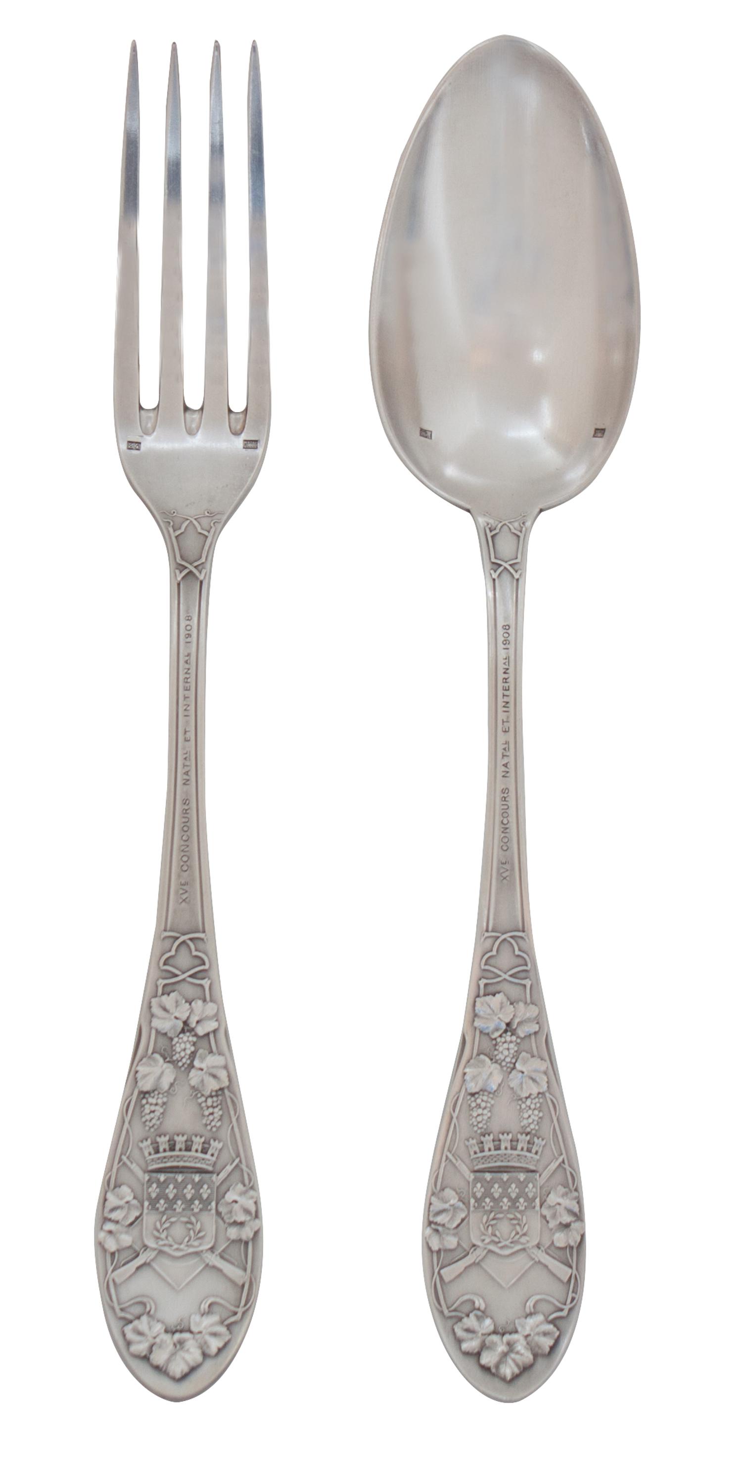 An Antique French Silver Presentation Set for The Wine Association of America Length 8 1/2 inches. — 20TH CENTURY