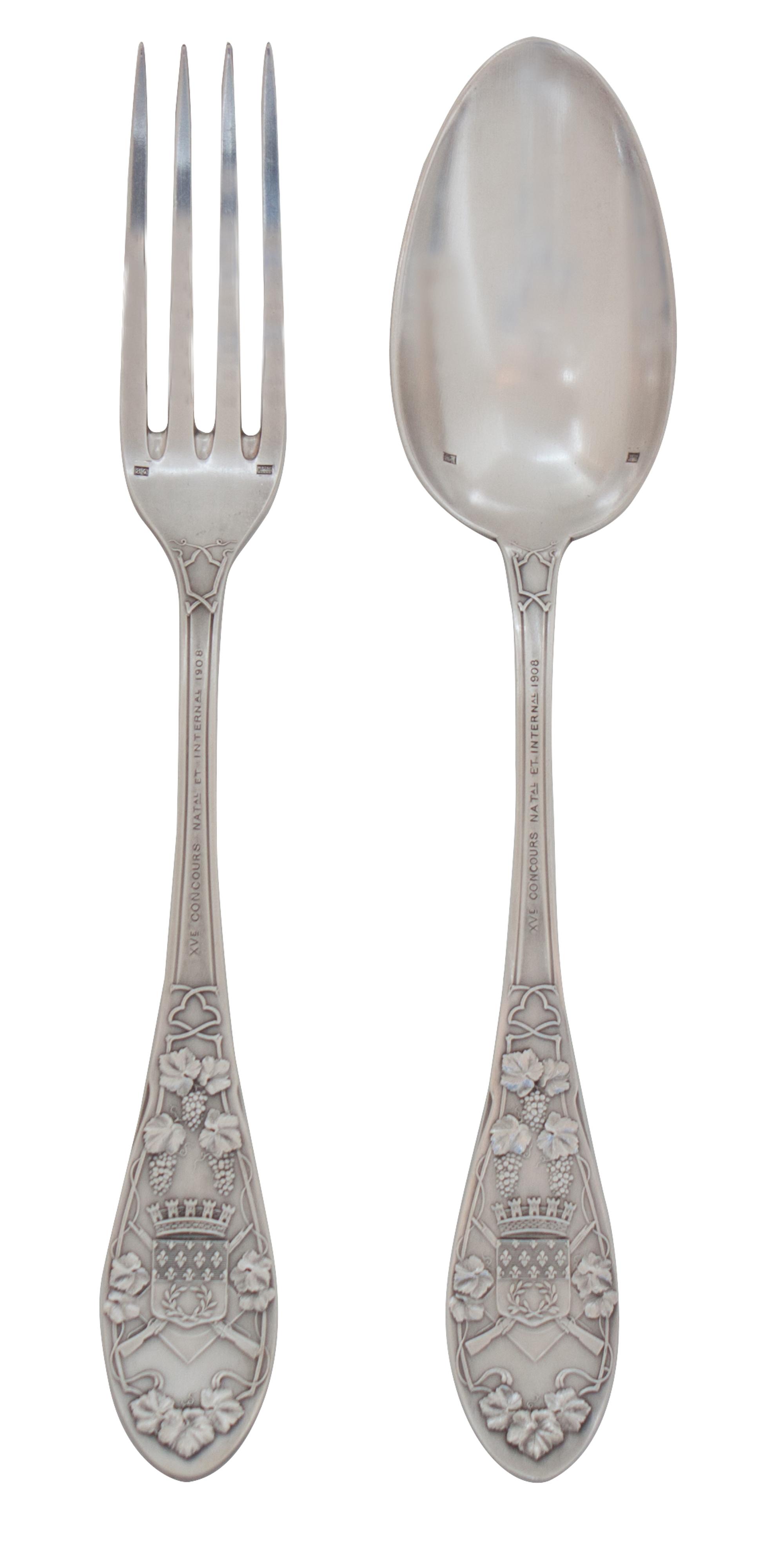 An Antique French Silver Presentation Set for The Wine Association of America Length 8 1/2 inches. — 20TH CENTURY