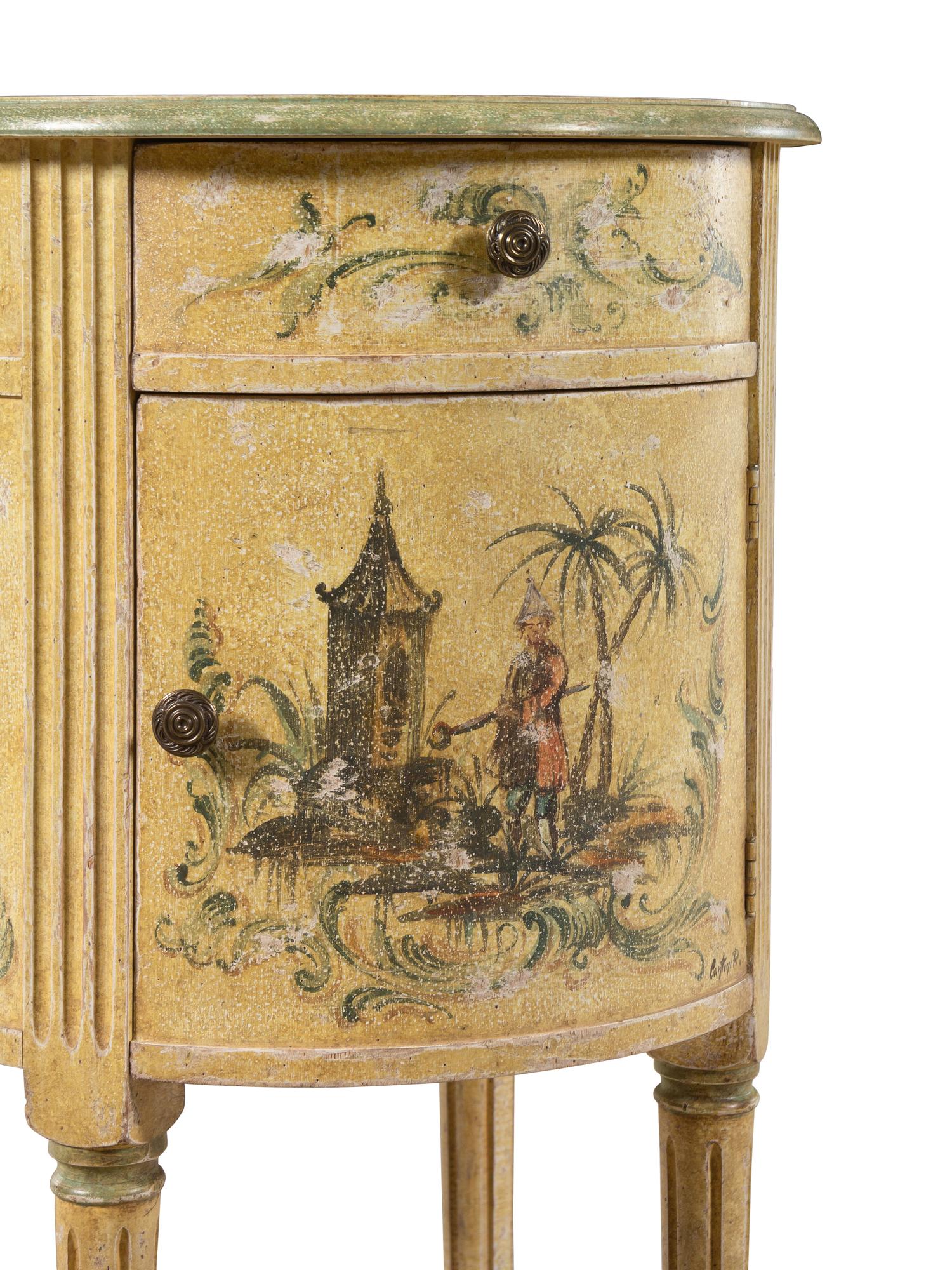 A Pair of Continental Chinoiserie Decorated End Tables