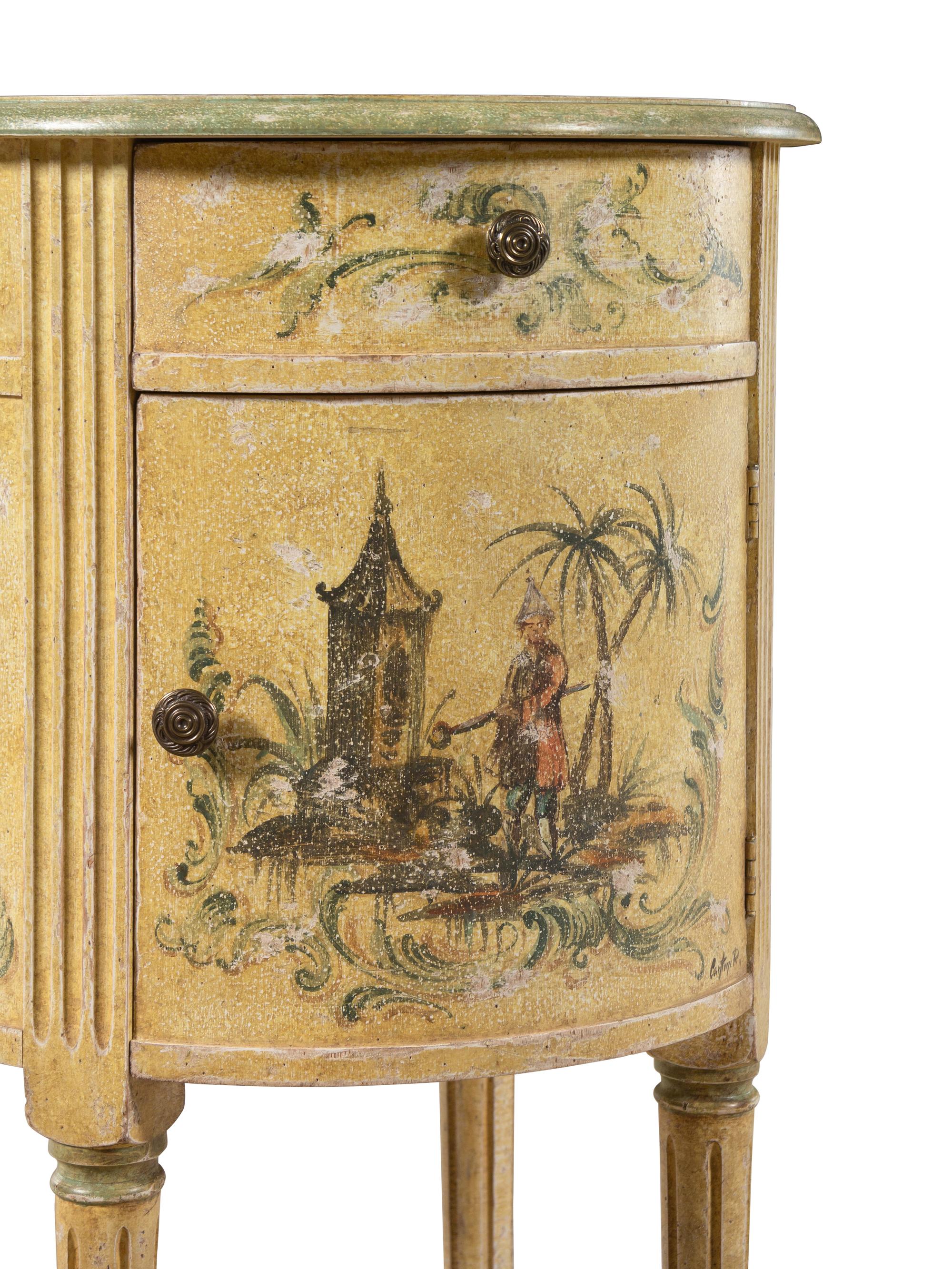 A Pair of Continental Chinoiserie Decorated End Tables