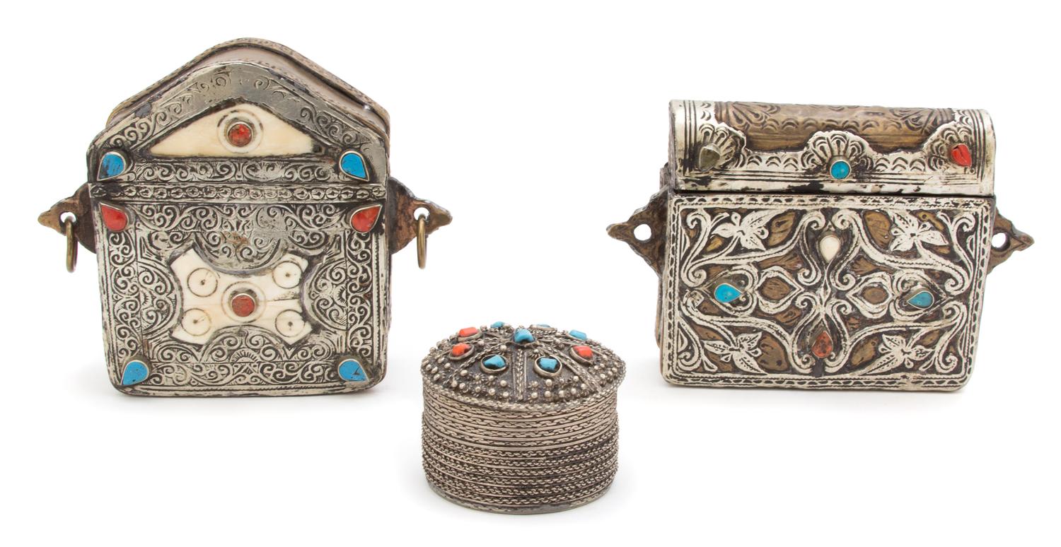 A Collection of Tibetan/Nepalese Stone Inset Articles Height of tallest 5 inches.