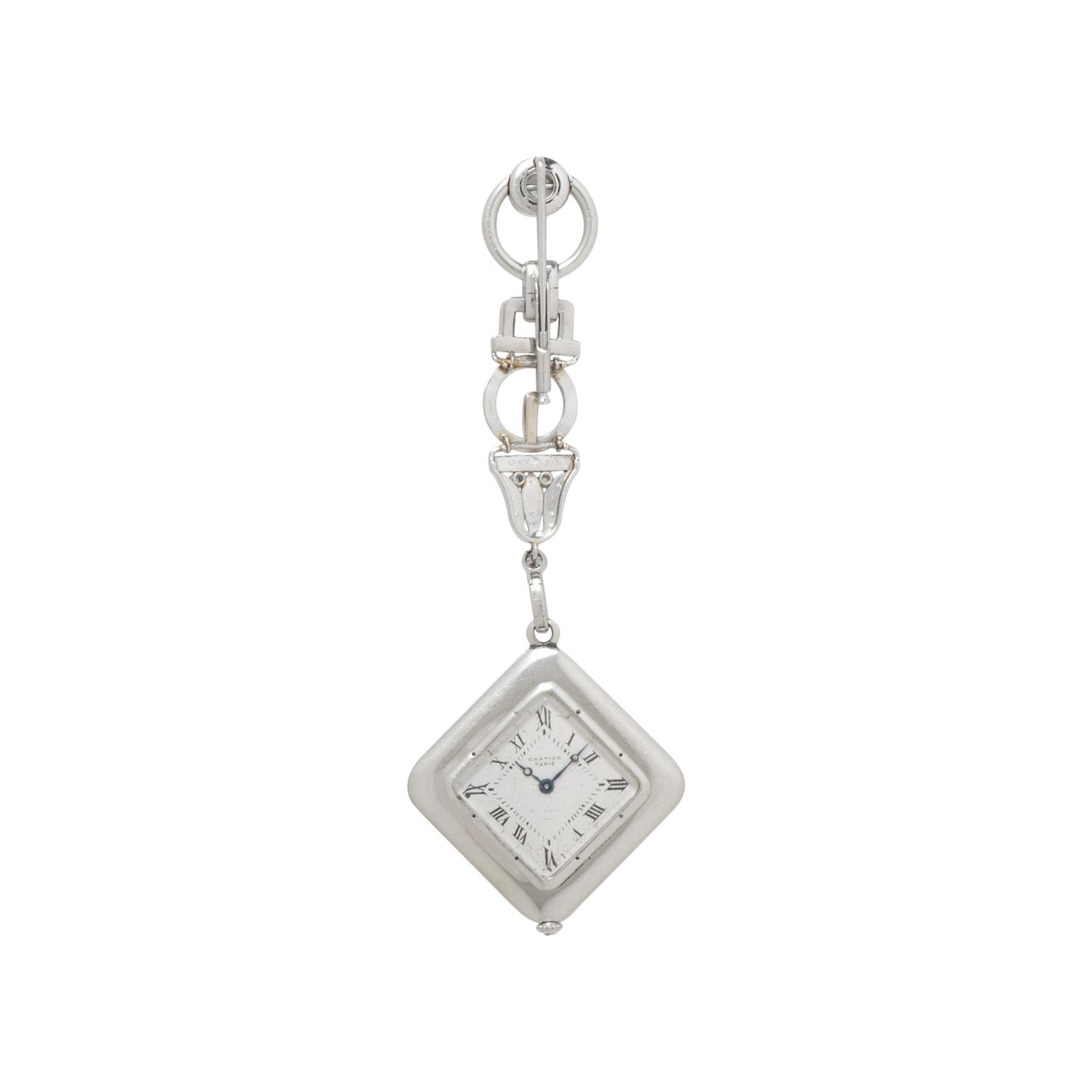 CARTIER, ART DECO, DIAMOND LAPEL WATCH
