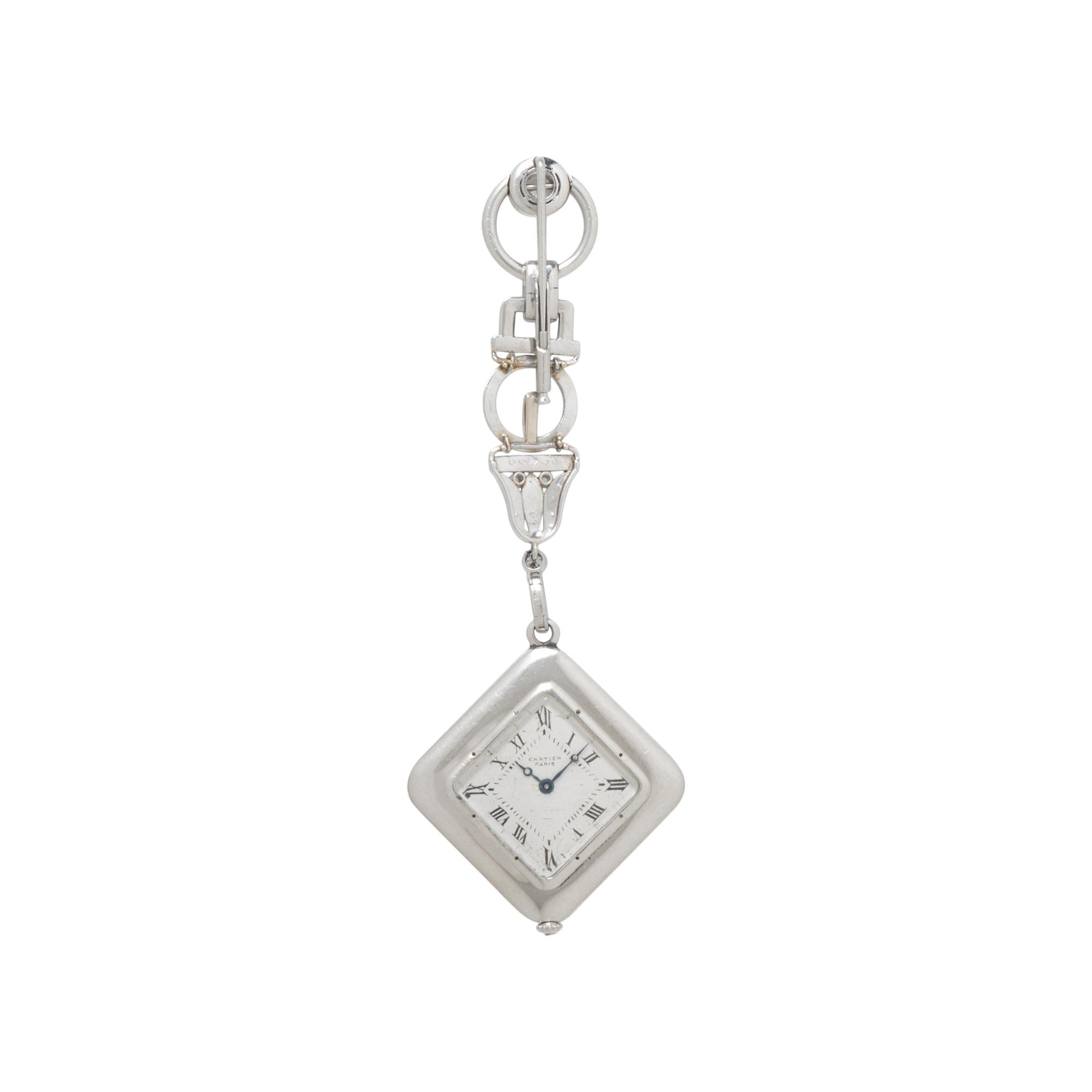 CARTIER, ART DECO, DIAMOND LAPEL WATCH