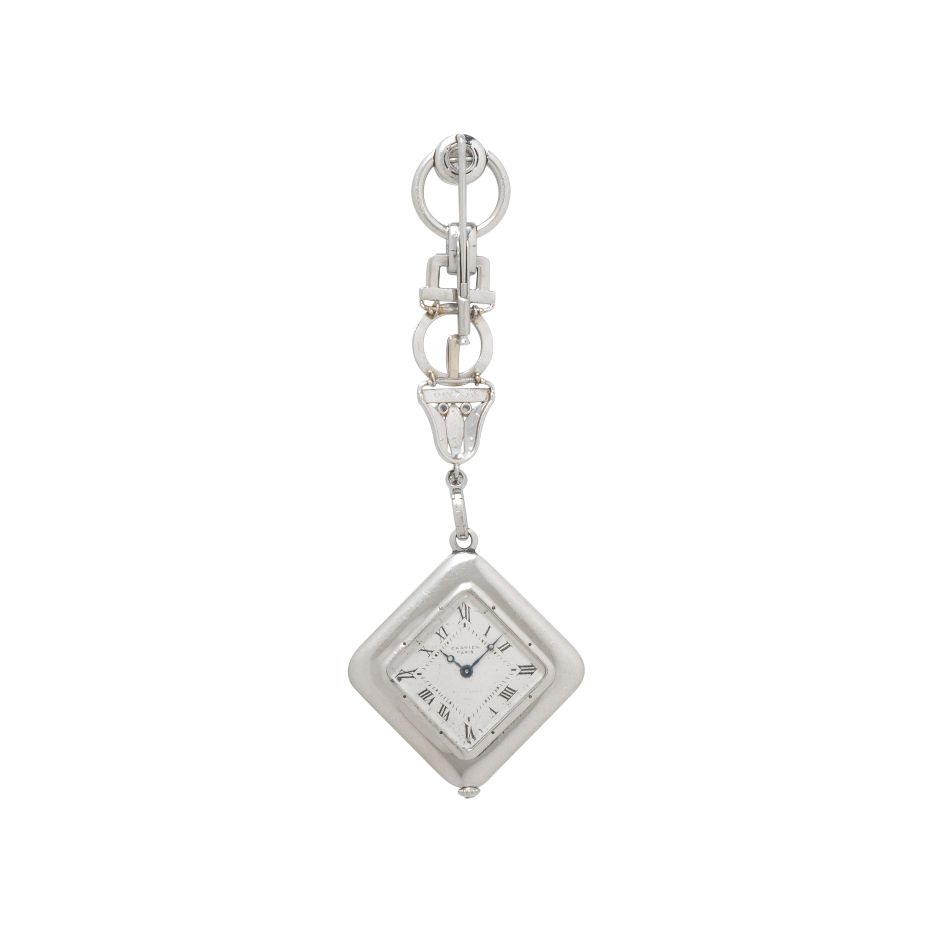 CARTIER, ART DECO, DIAMOND LAPEL WATCH