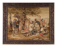 A Continental Needlepoint Panel in a Carved Oak Frame