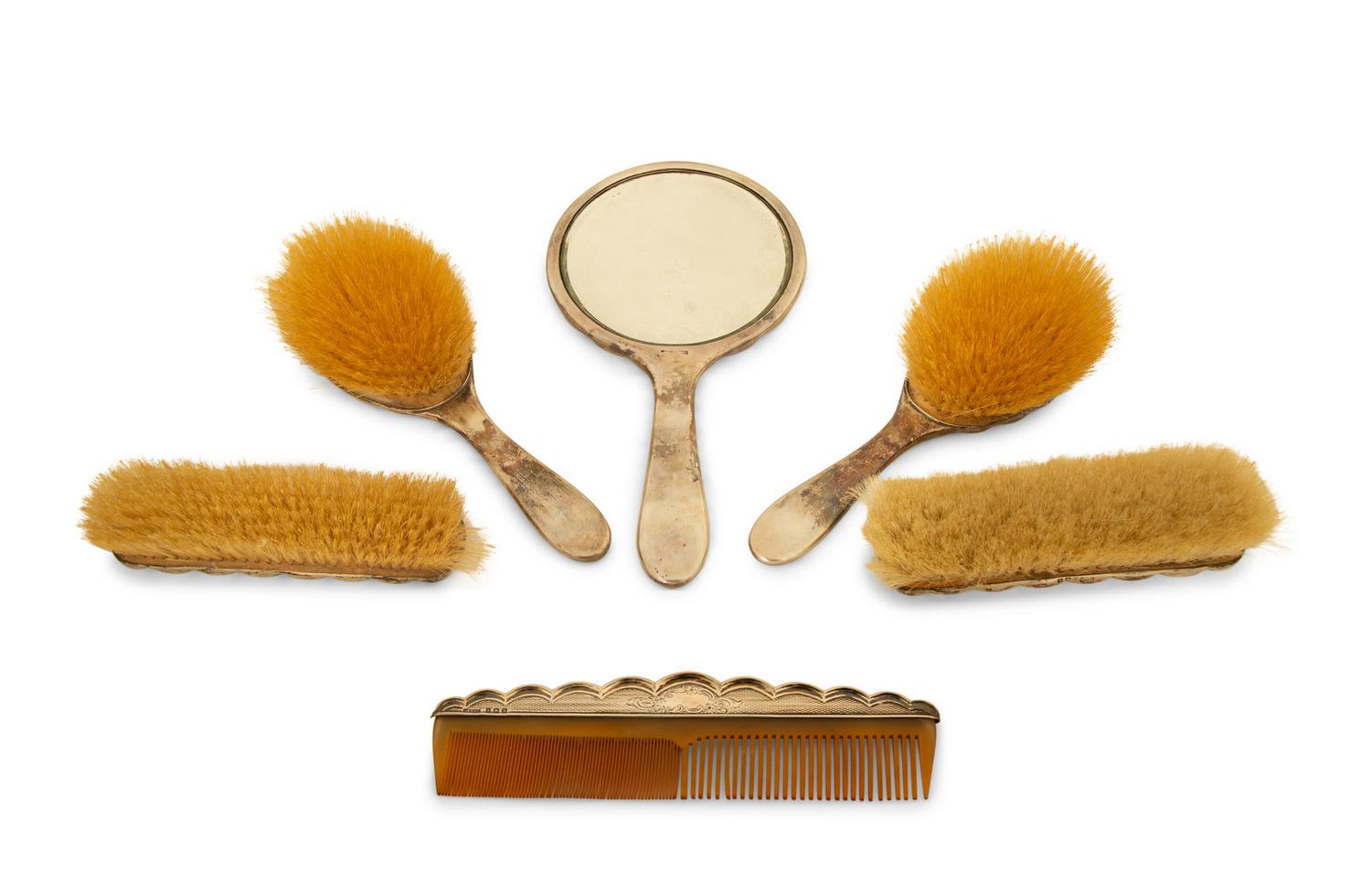 An English Silver Mounted Vanity Set