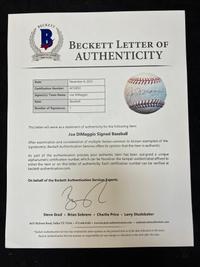 A Joe DiMaggio Single Signed Autograph Limited Edition Baseball (Beckett Authentication Services Letter),