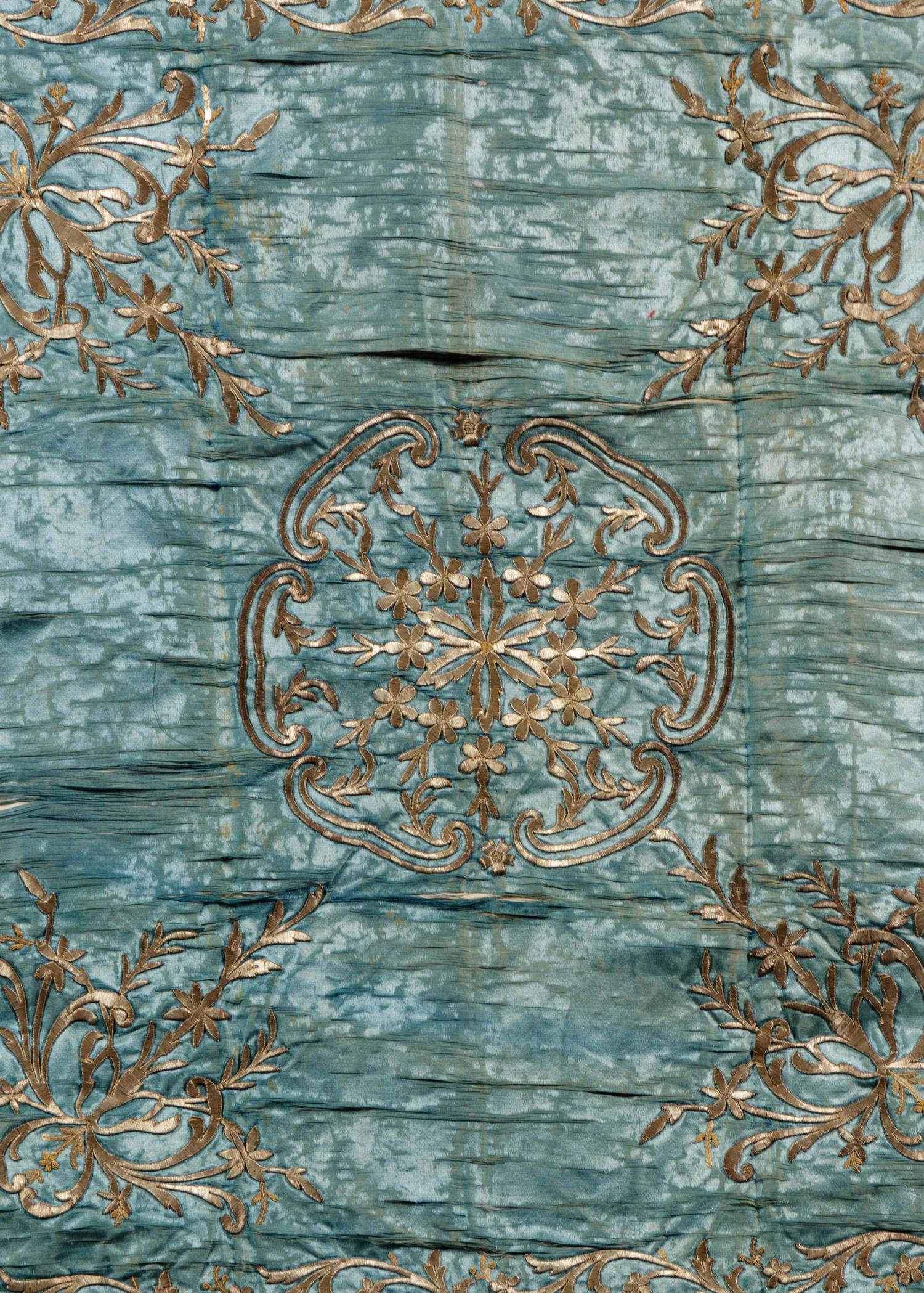 Two Metallic Thread Embroidered Panels