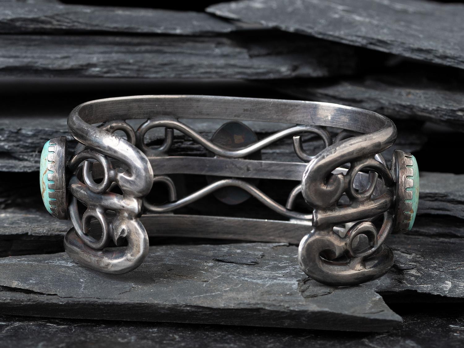 Navajo Silver and Turquoise Cuff Bracelet