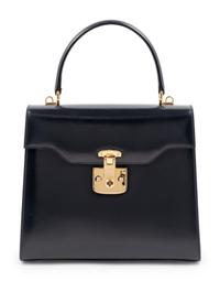 Gucci Navy Leather Front Lock Handbag
