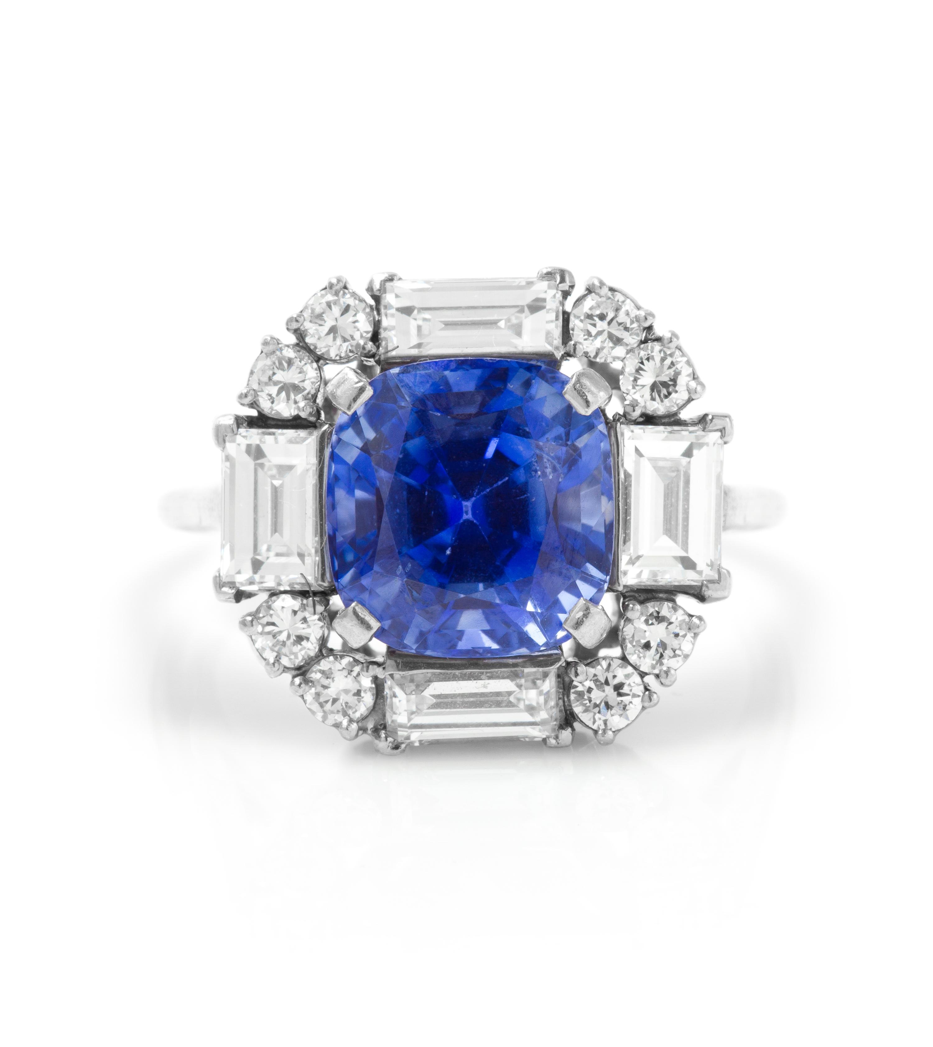 A Platinum, Sapphire and Diamond Ring, 4.00 dwts.