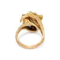 YELLOW GOLD AND SAPPHIRE FOX RING