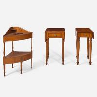 Three Federal figured maple tables and washstand, early 19th century