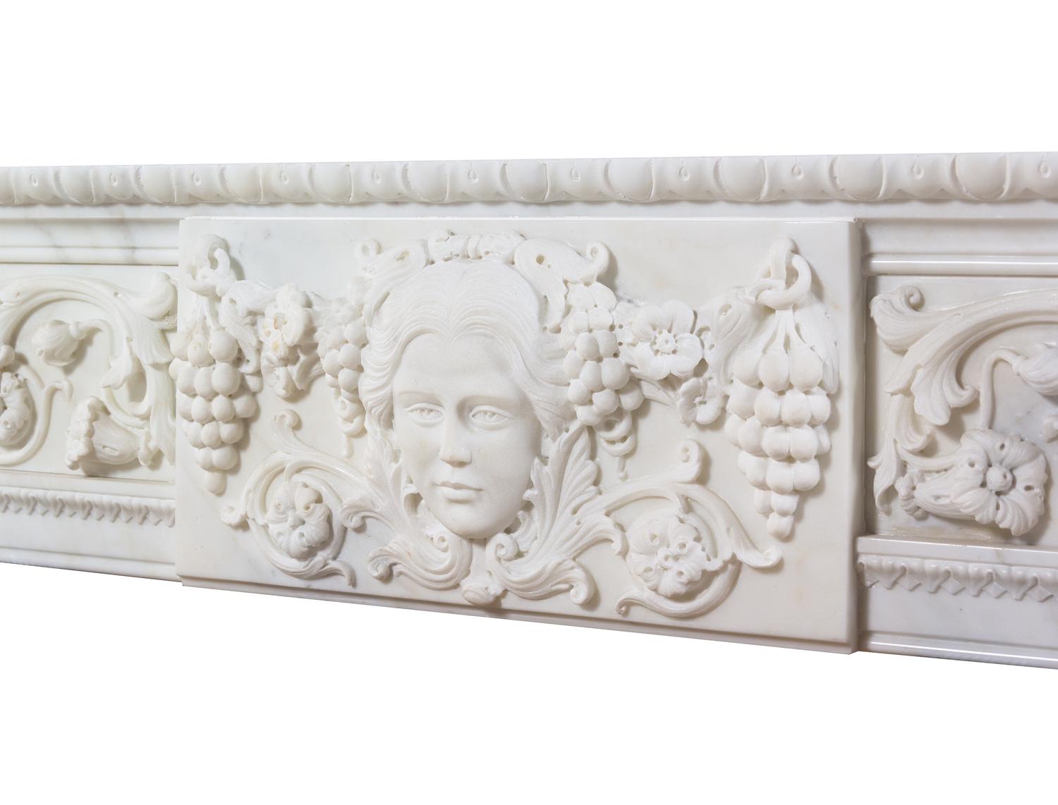 An Italian Baroque Style Carved White and Rosso Levanto Marble Chimneypiece