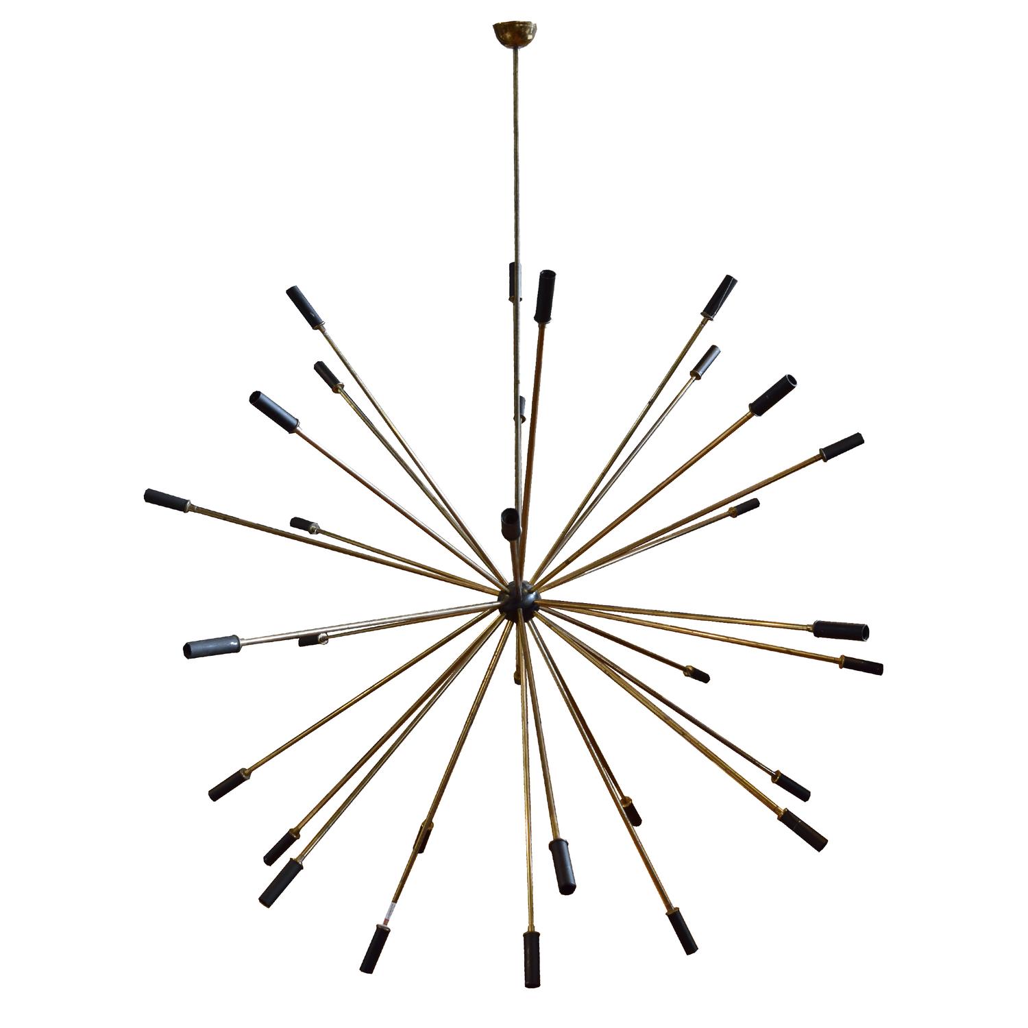 A Stilnovo Brass Sputnik Chandelier 50" W x 50" D x 63" H — Italy, Mid-20th Century
