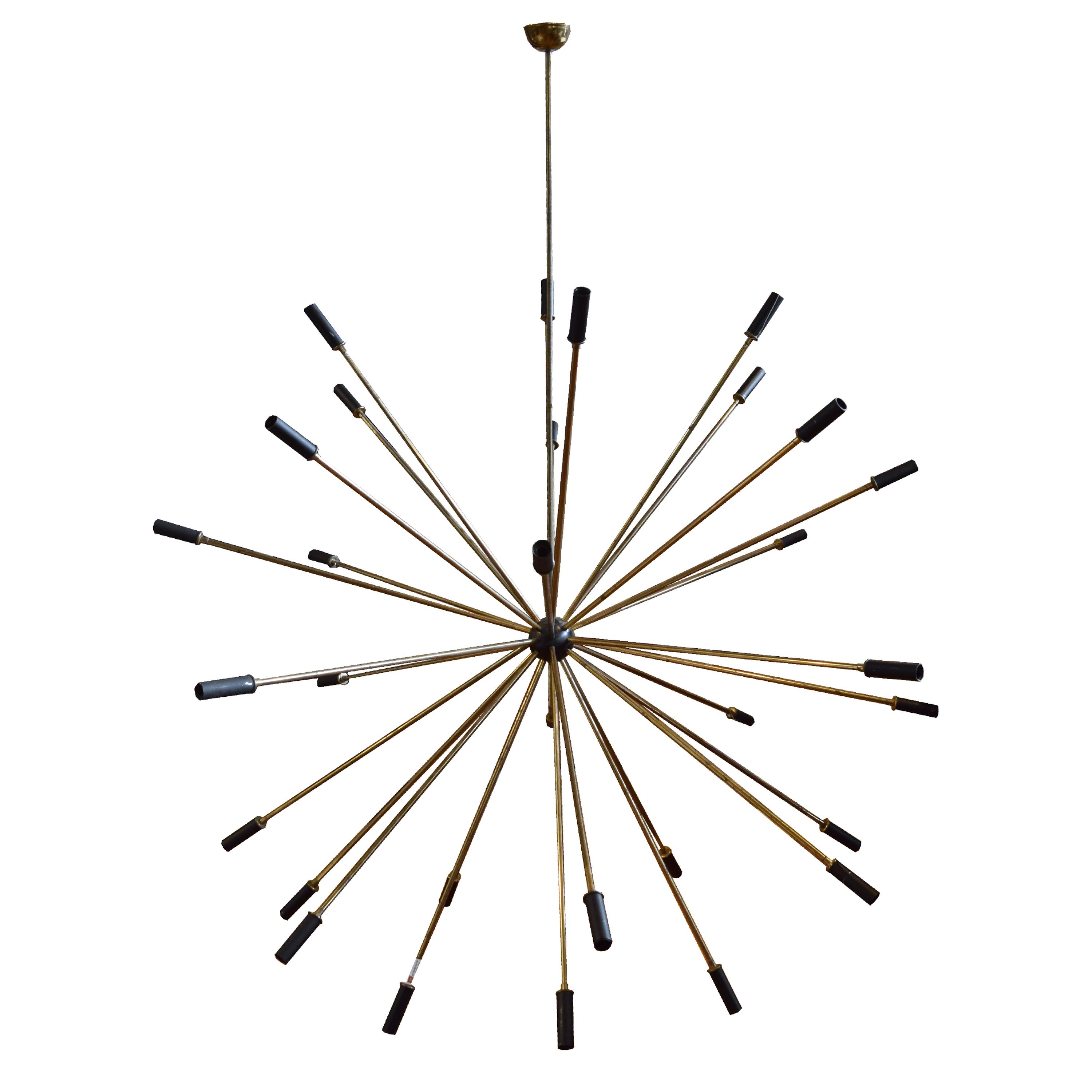 A Stilnovo Brass Sputnik Chandelier 50" W x 50" D x 63" H — Italy, Mid-20th Century