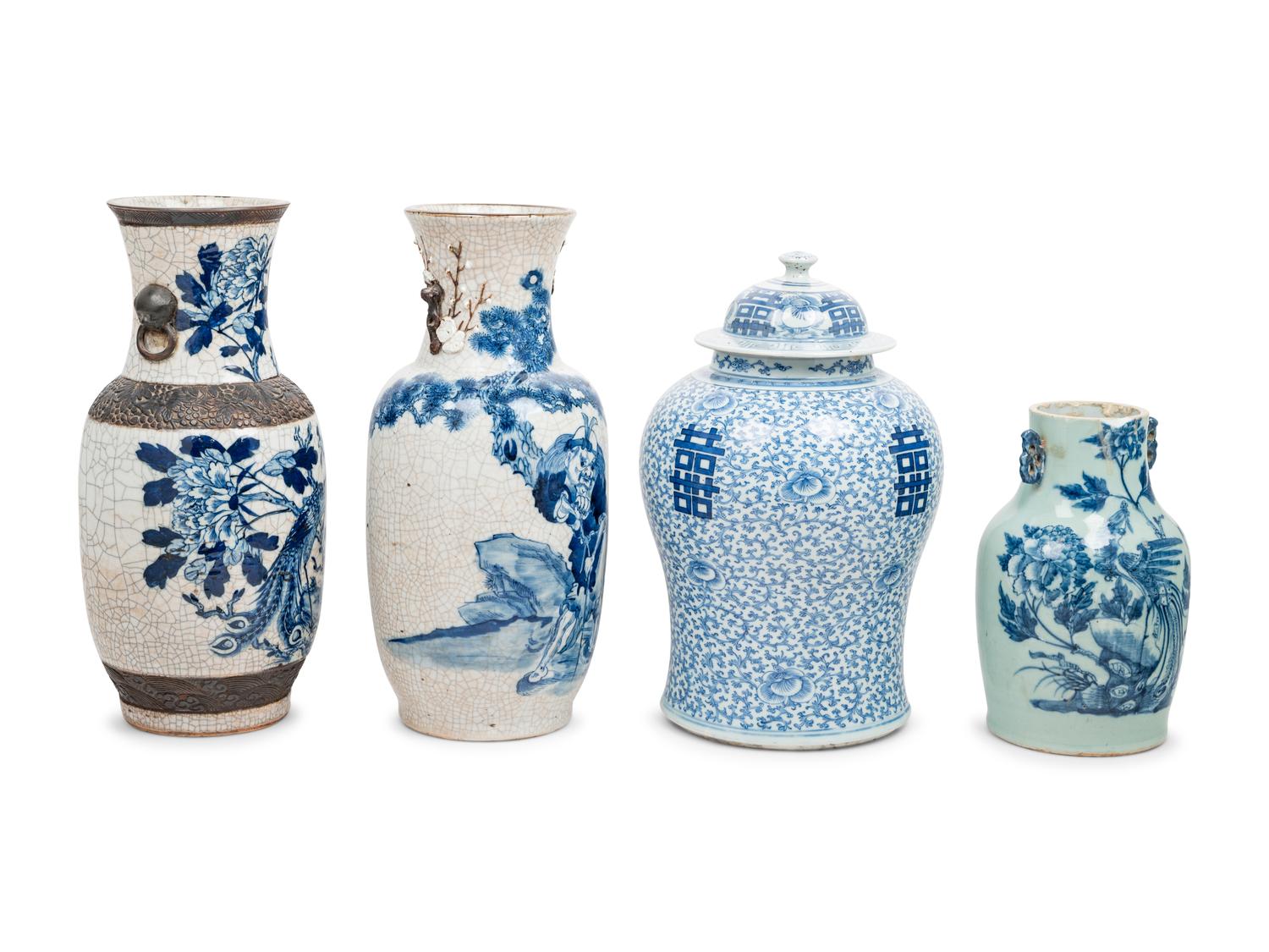 Four Chinese Blue and White Porcelain Vessels