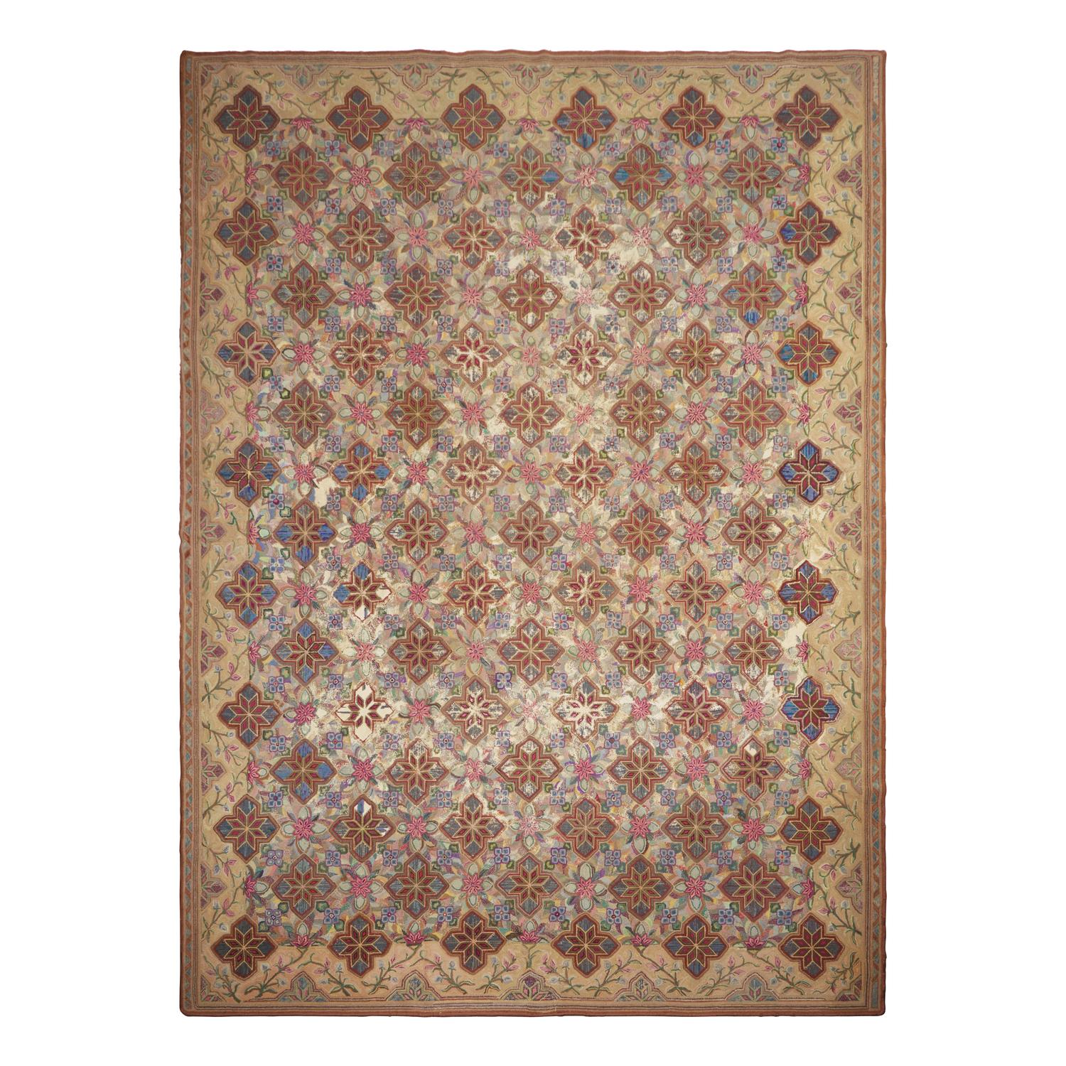 A Large Wool Hooked Carpet