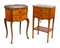 Two Louis XV Style Marble-Top Side Tables