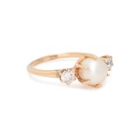 YELLOW GOLD, CULTURED PEARL AND DIAMOND RING