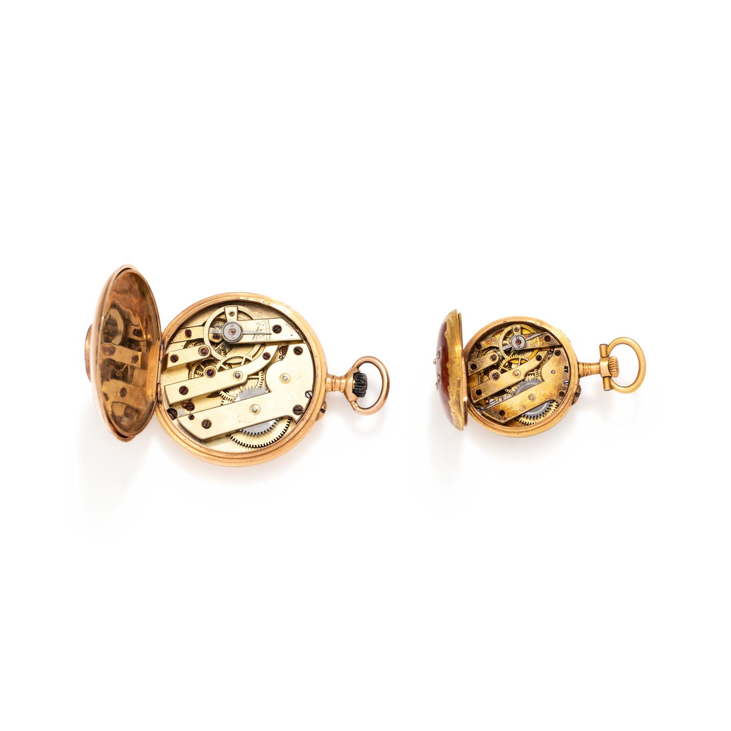 COLLECTION OF 18K YELLOW GOLD OPEN FACE POCKET WATCHES