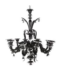 A Black Murano Glass Ten-Light Chandelier