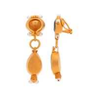 SYNTHETIC SPINEL AND CULTURED PEARL DROP EARCLIPS