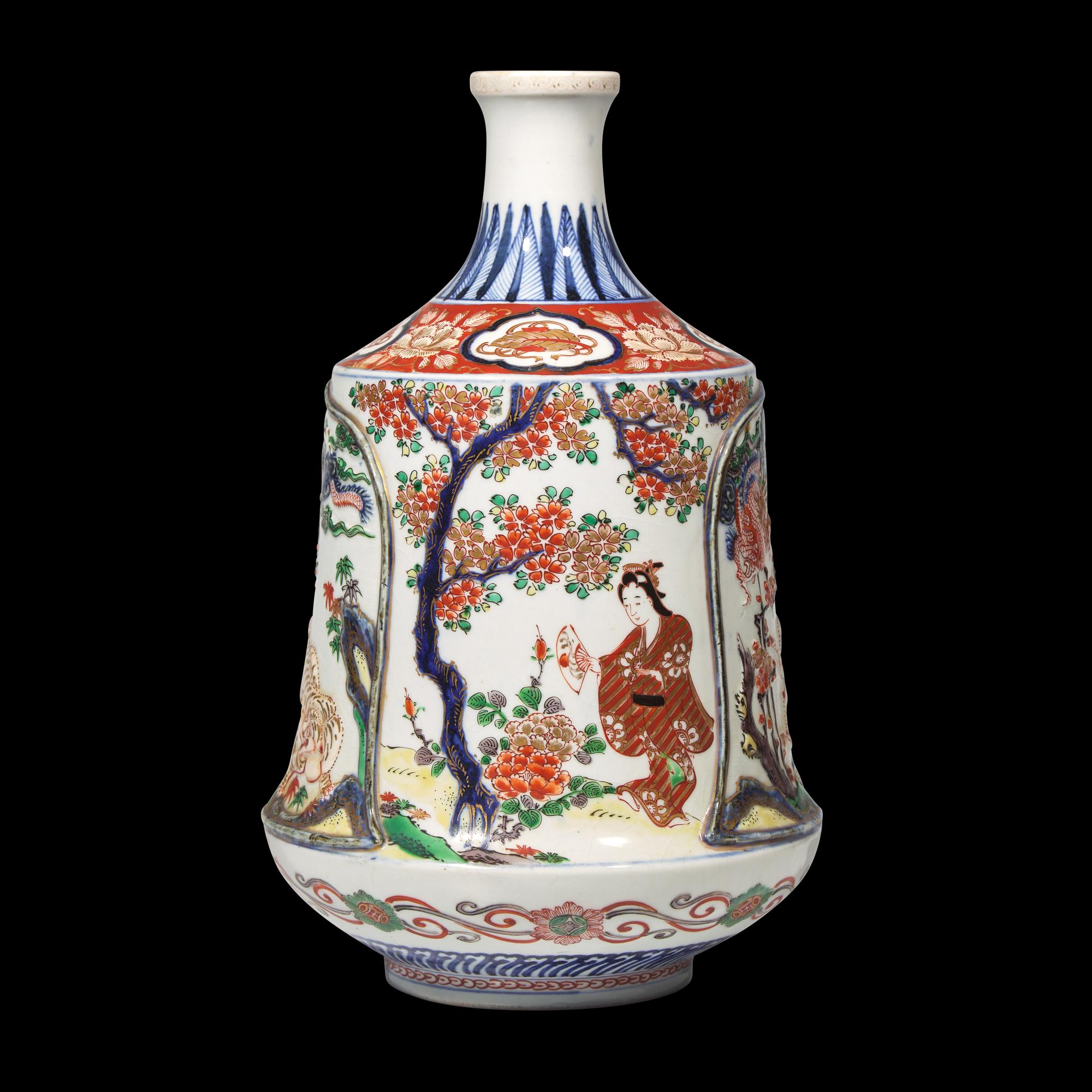 A Japanese Imari Molded Porcelain Vase, Edo Period 日本江戶時代 有田燒模印花樽