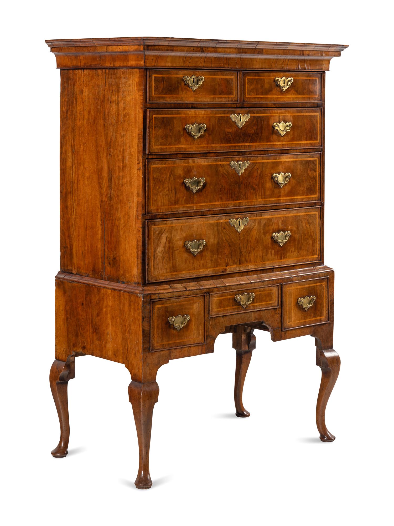 A George I Walnut Chest on Stand