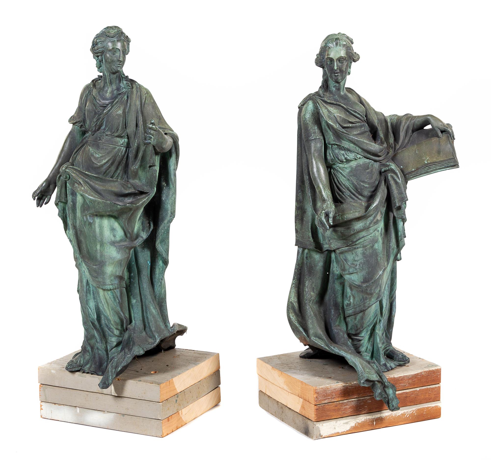 A Pair of Cast Metal Garden Figures Height 32 inches. — 19TH CENTURY