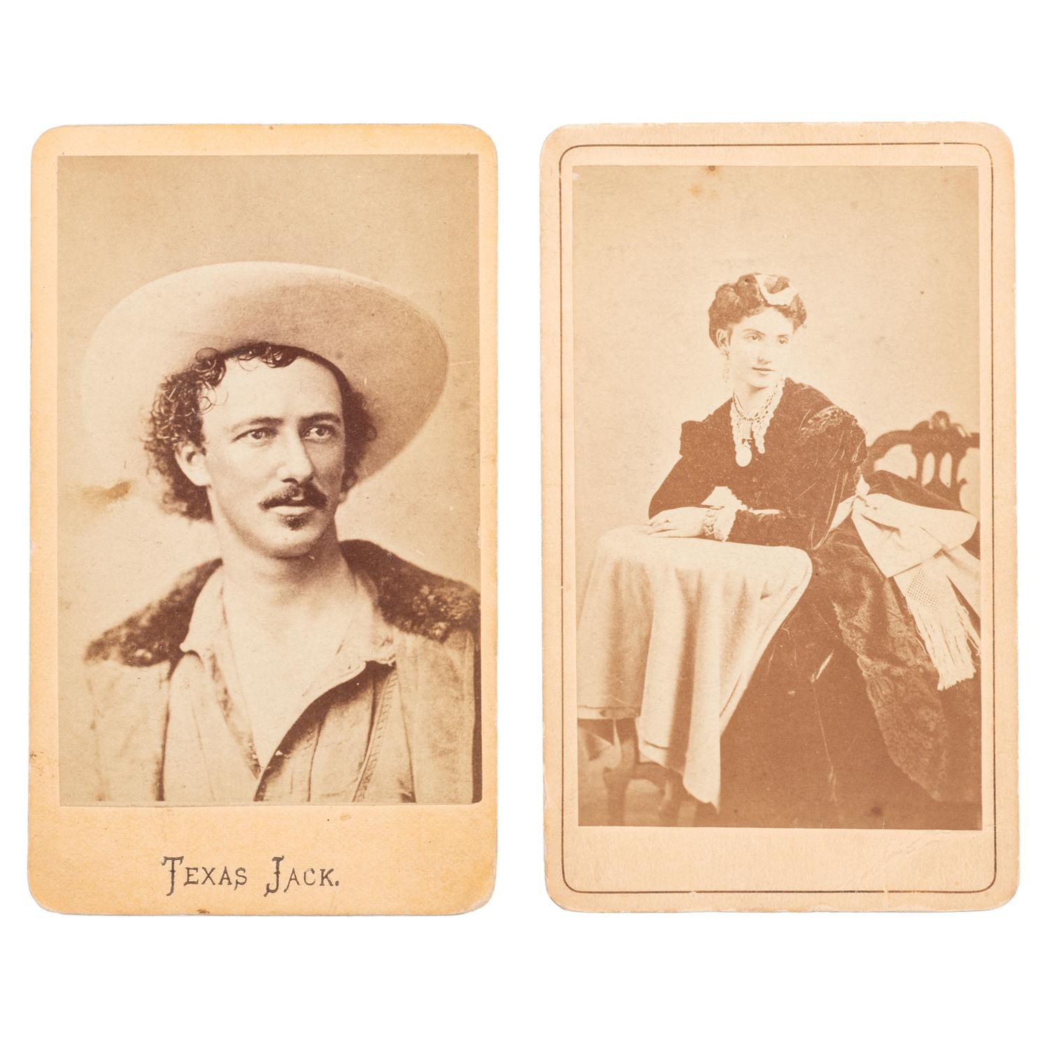Texas Jack Omohundro and Wife, Two CDVs