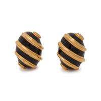 TIFFANY & CO., SCHLUMBERGER, YELLOW GOLD AND ENAMEL 'OLIVE' EARCLIPS
