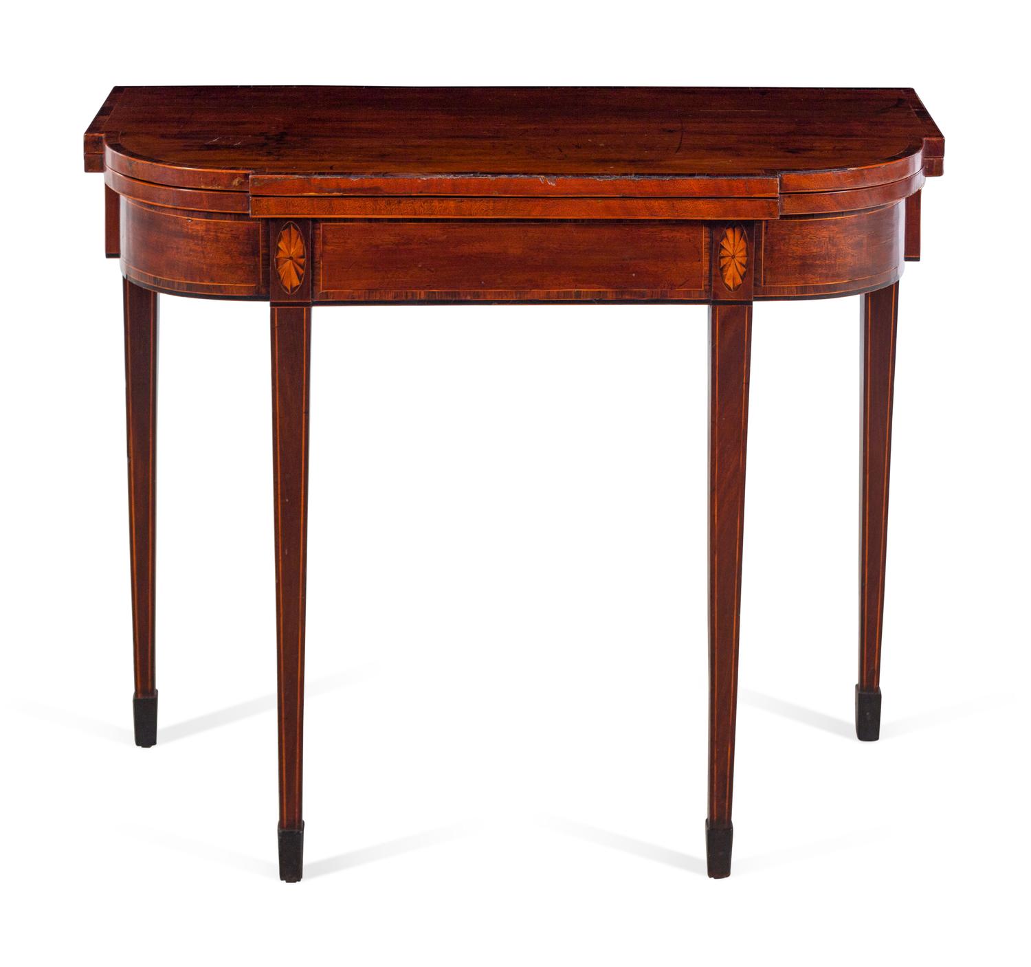 A Federal Satinwood Inlaid Mahogany Games Table