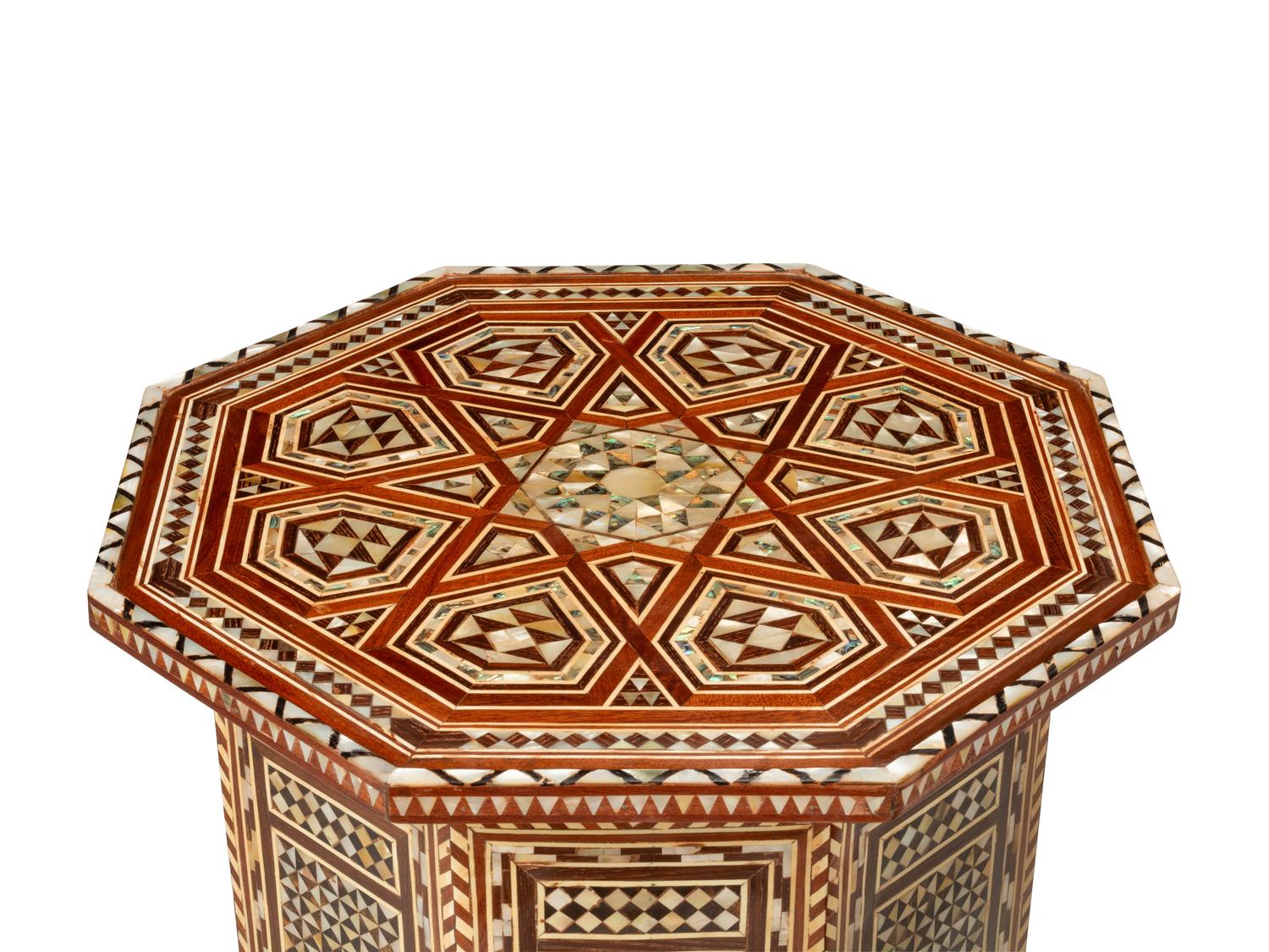 A Pair of Levantine Marquetry and Mother-of Pearl Side Tables