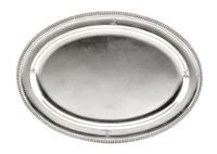A George III Silver Tray, William Stroud, London, 1802, of oval form with a gadroon rim, the border with engraved crests.