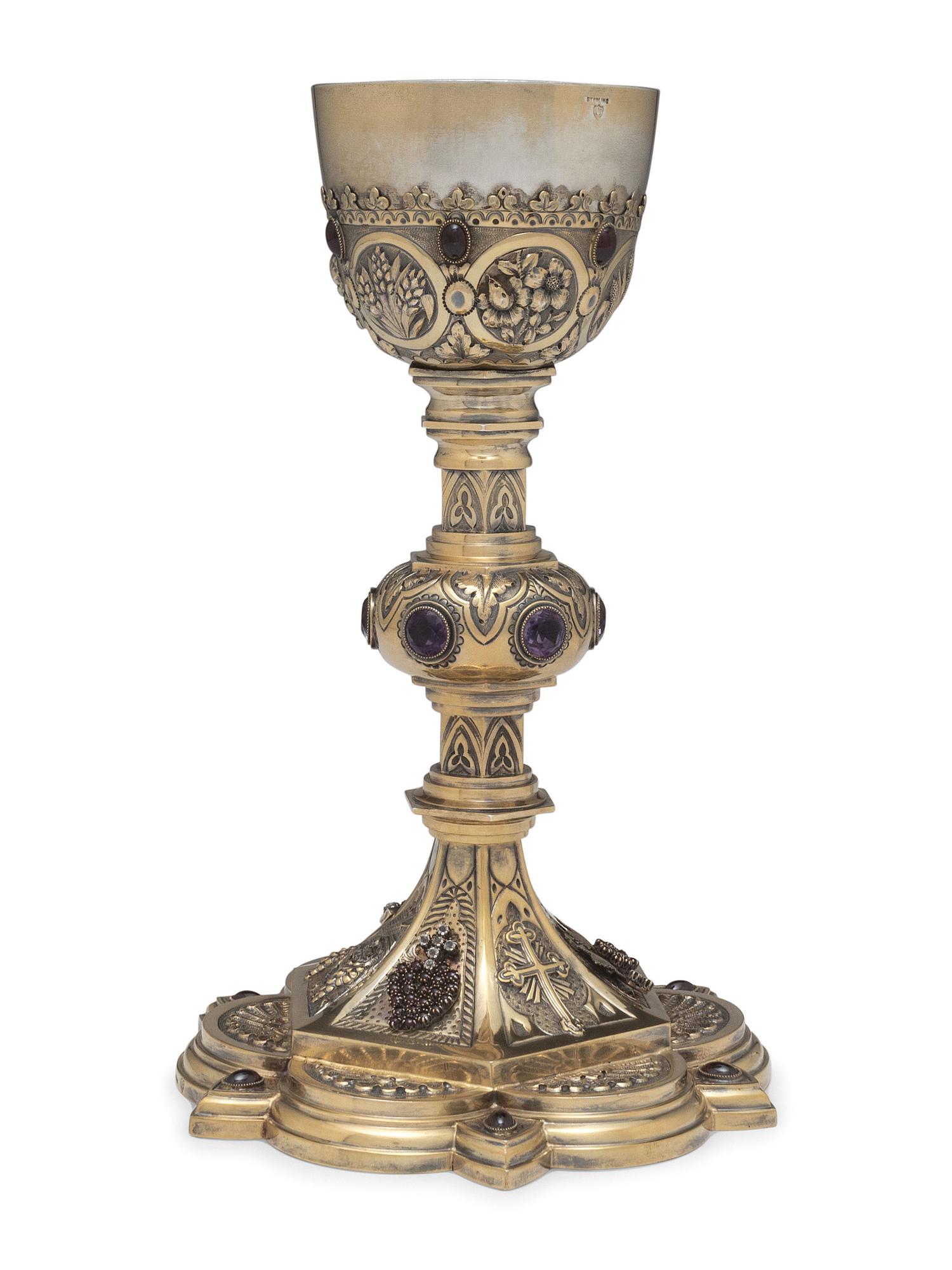 An American Silver and Jewel-Mounted Communion Chalice
