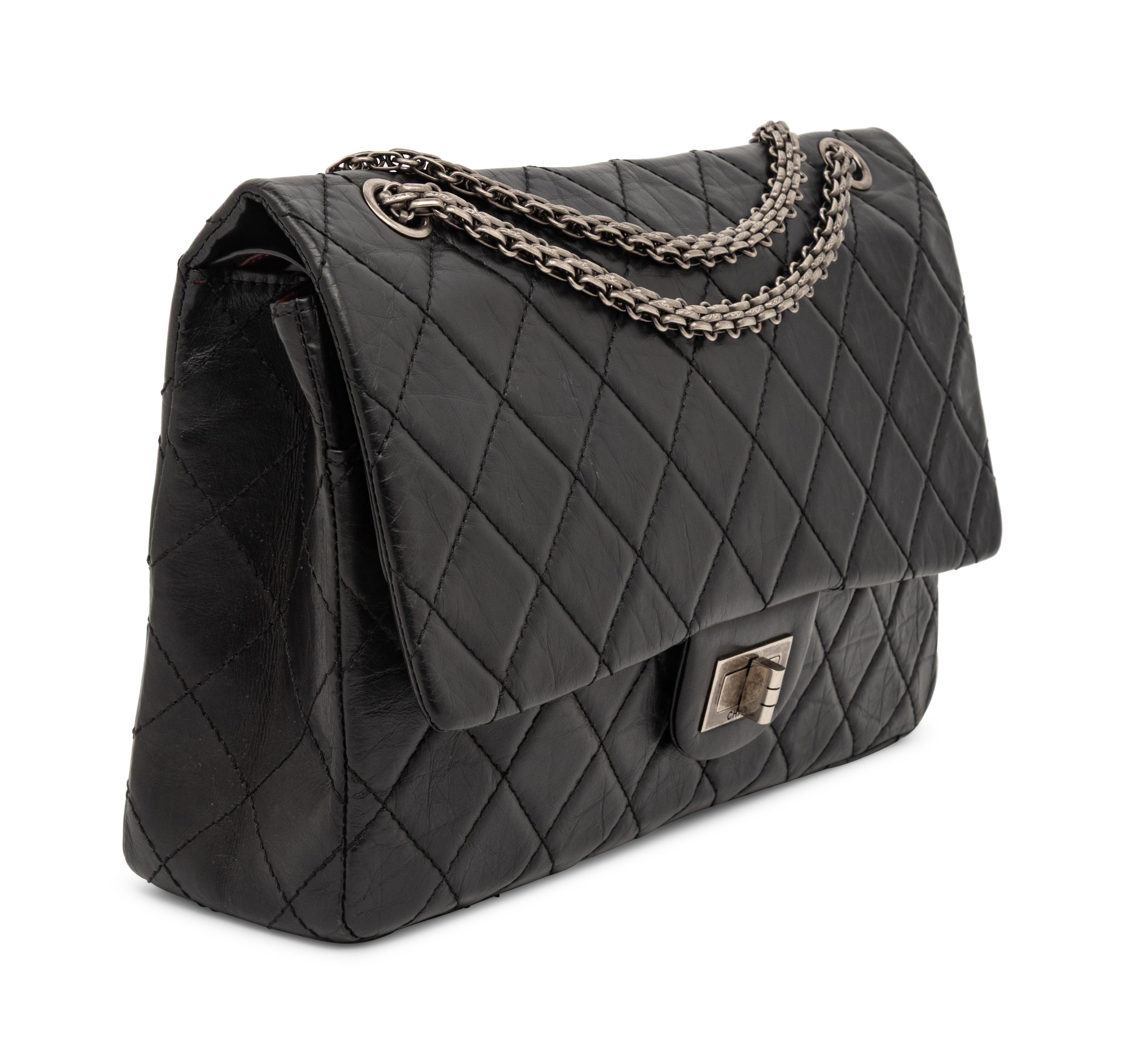 Chanel, Black Aged Leather 2.55 Reissue Flap Bag
