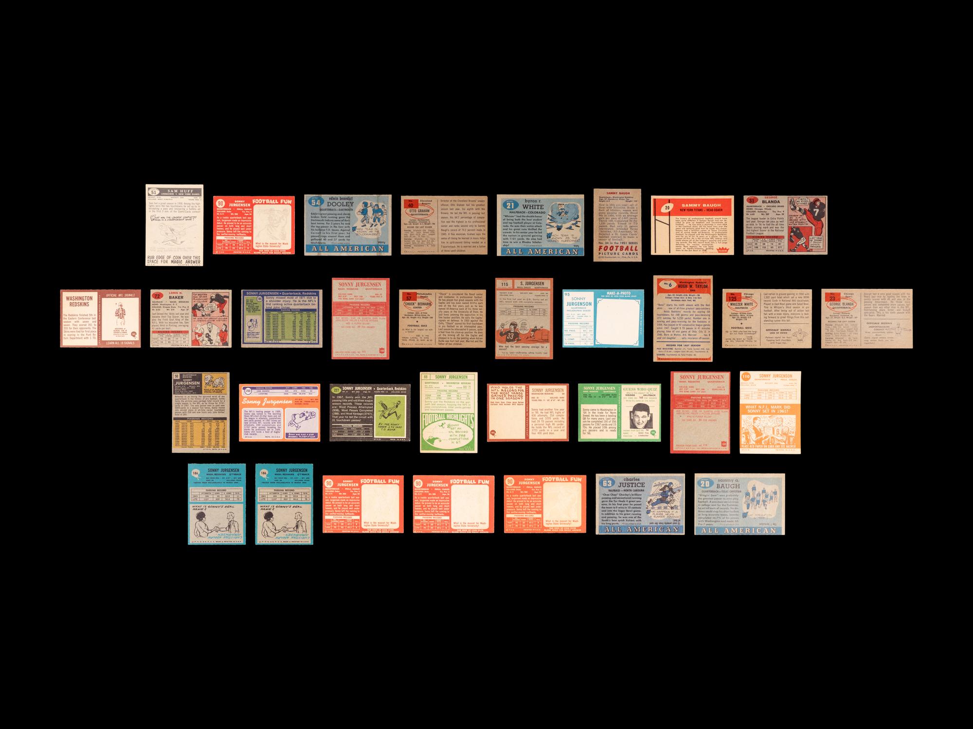 A Group of Mid-Century Football Cards Including Multiple Sonny Jurgensen Rookies and Hall of Famers