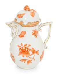 A Herend Porcelain Chinese Bouquet Rust Seven-Piece Tea and Coffee Service