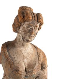 A Carved Wood Maiden Form Masthead