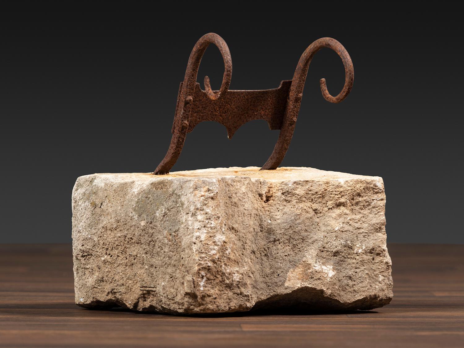 A Tennessee Wrought Iron Bootscrape with Ram's Horn Terminals