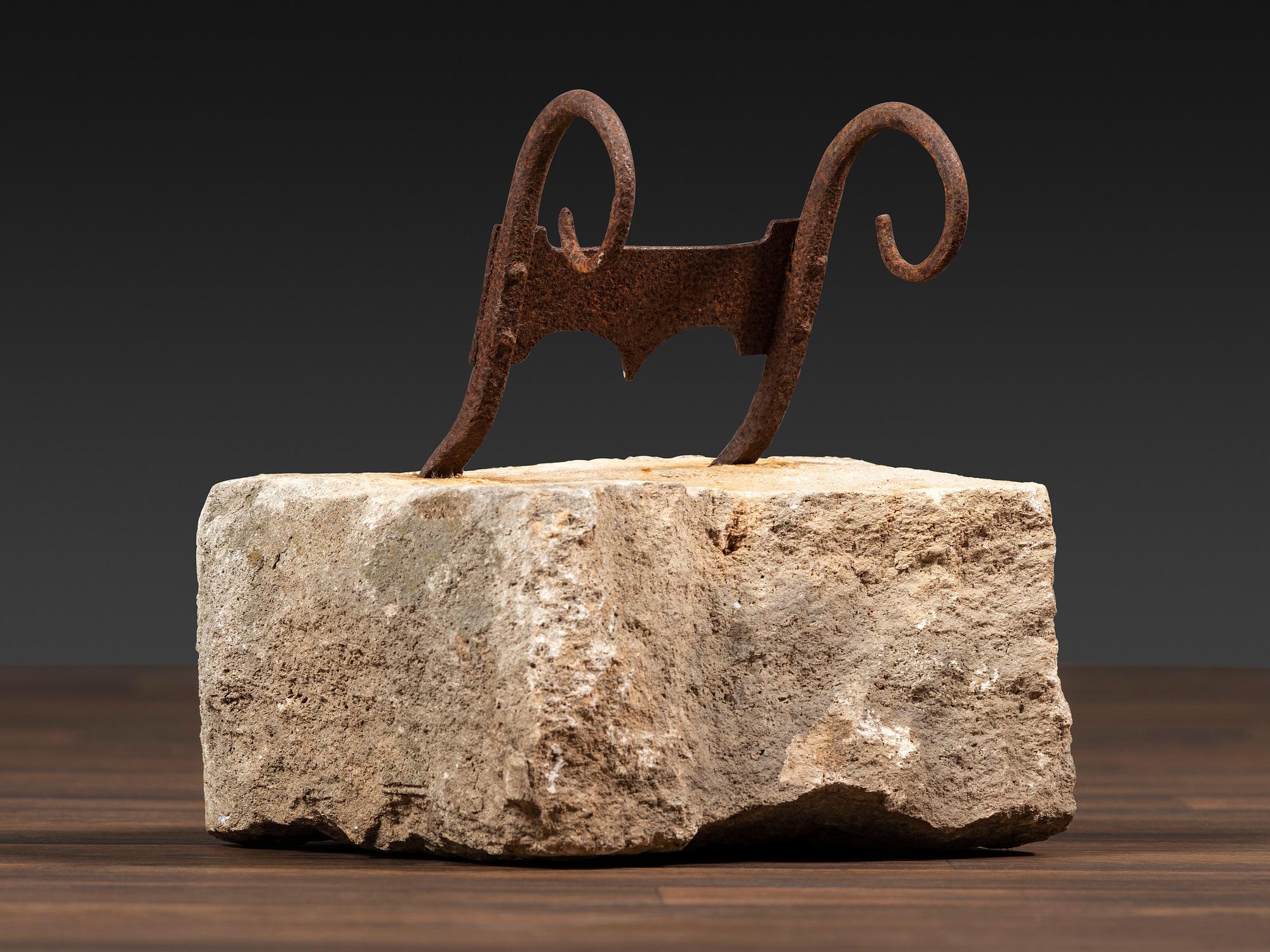 A Tennessee Wrought Iron Bootscrape with Ram's Horn Terminals