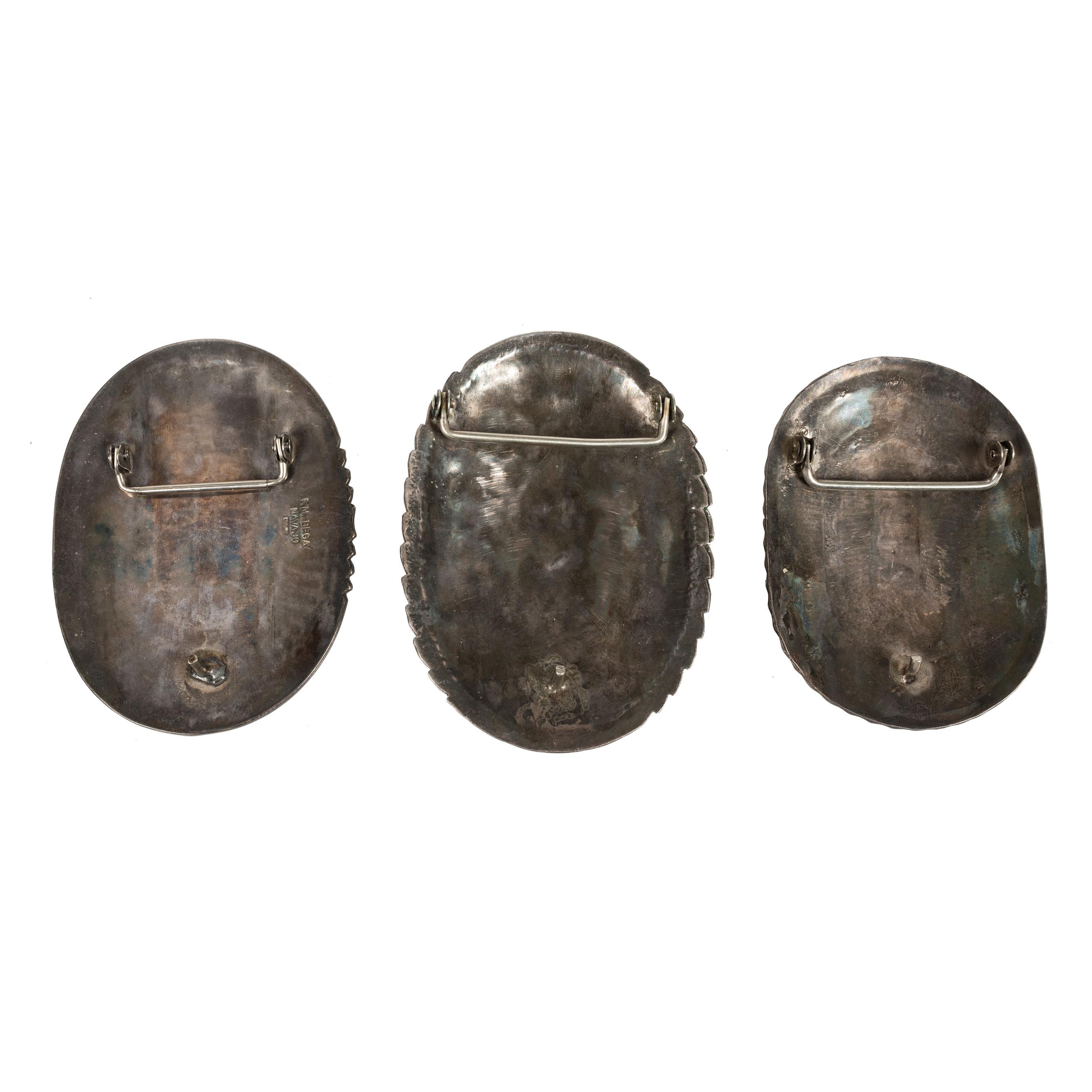 Navajo and Zuni Silver and Petit Point Turquoise Cluster Belt Buckles