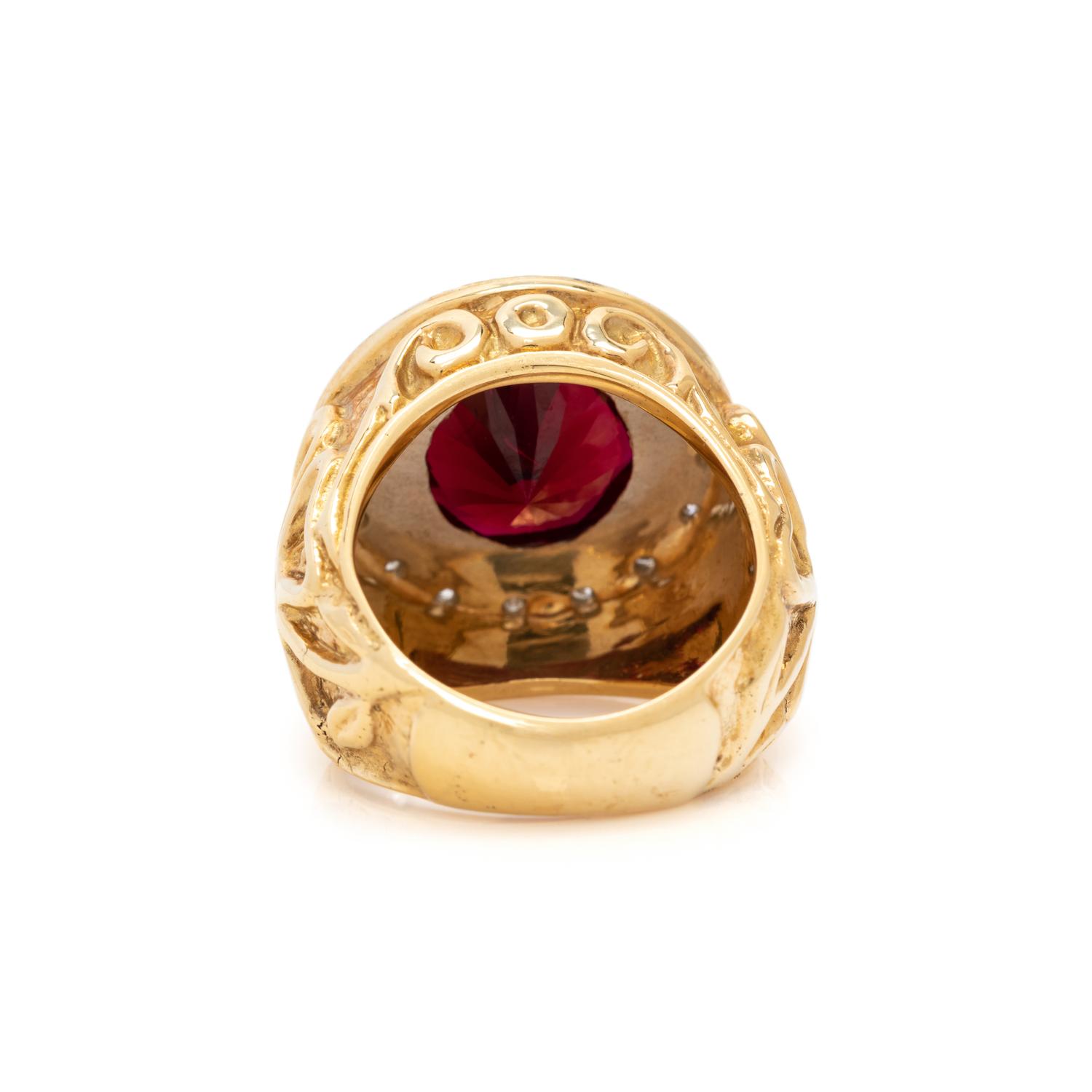 SYNTHETIC RUBY AND DIAMOND RING