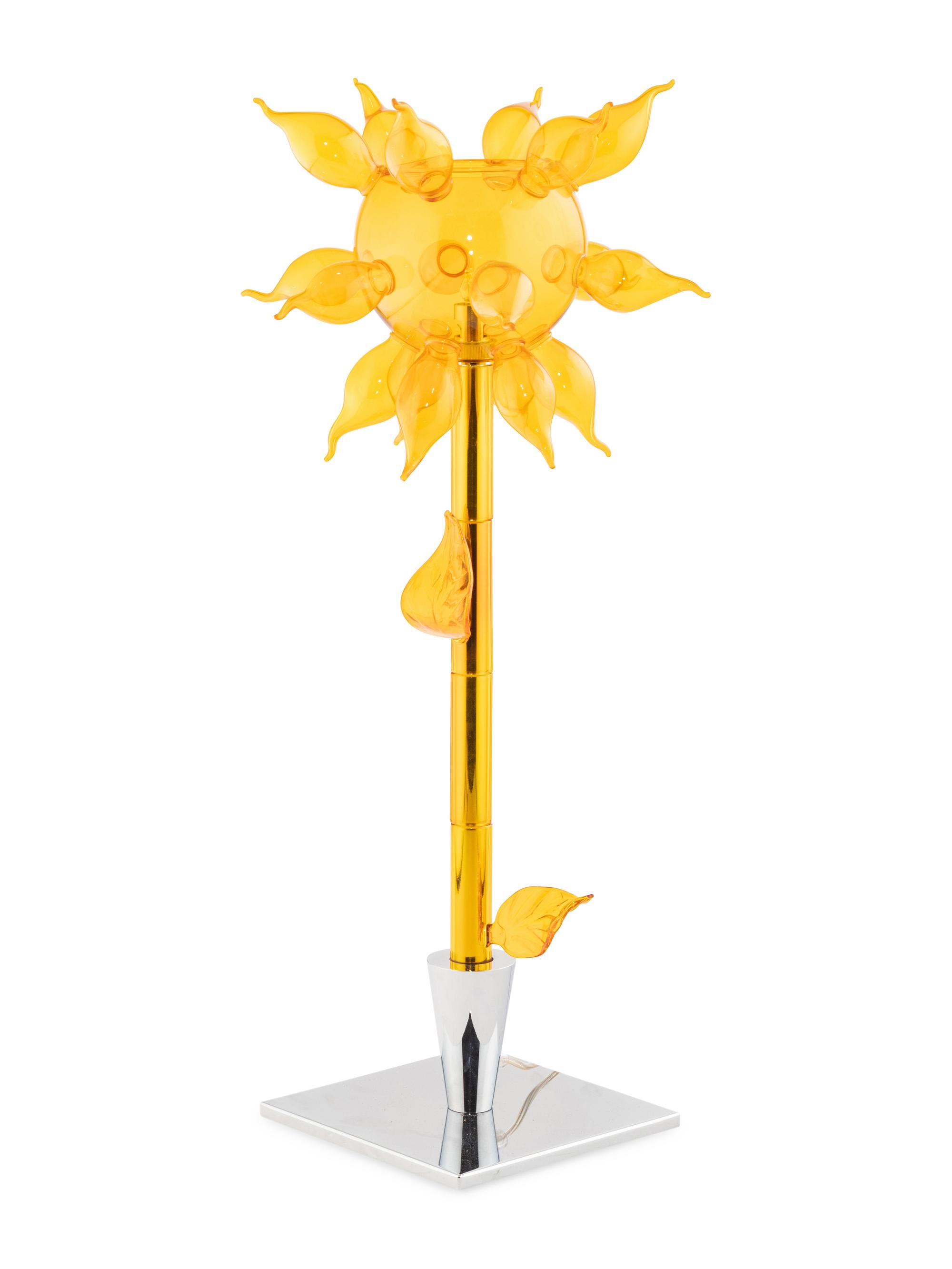 An Italian Chrome and Blown Glass Table Lamp